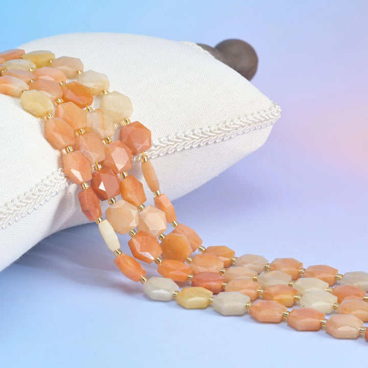 Natural Gold Silk Jade Flat Hexagon Faceted Gemstone Beads, Size 12mm - Mycrazycrystal