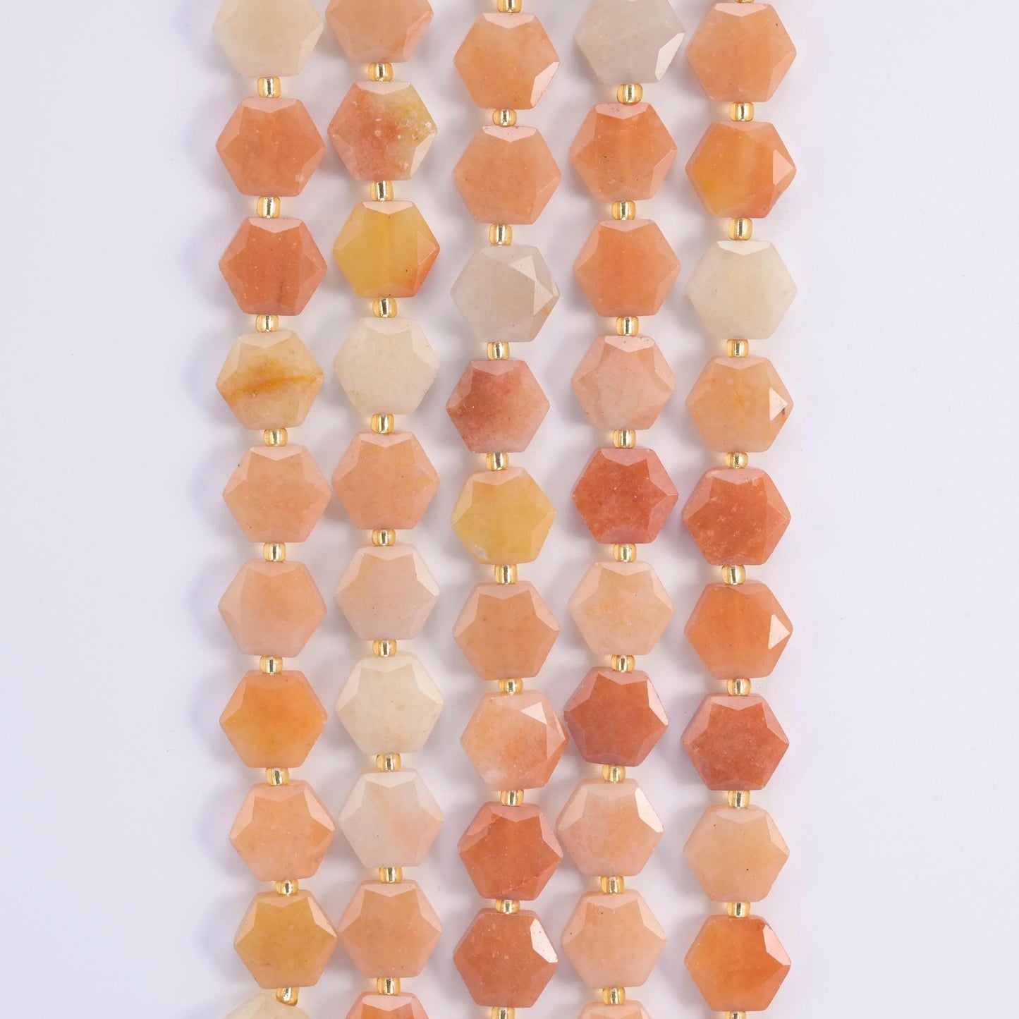 Natural Gold Silk Jade Flat Hexagon Faceted Gemstone Beads, Size 12mm - Mycrazycrystal