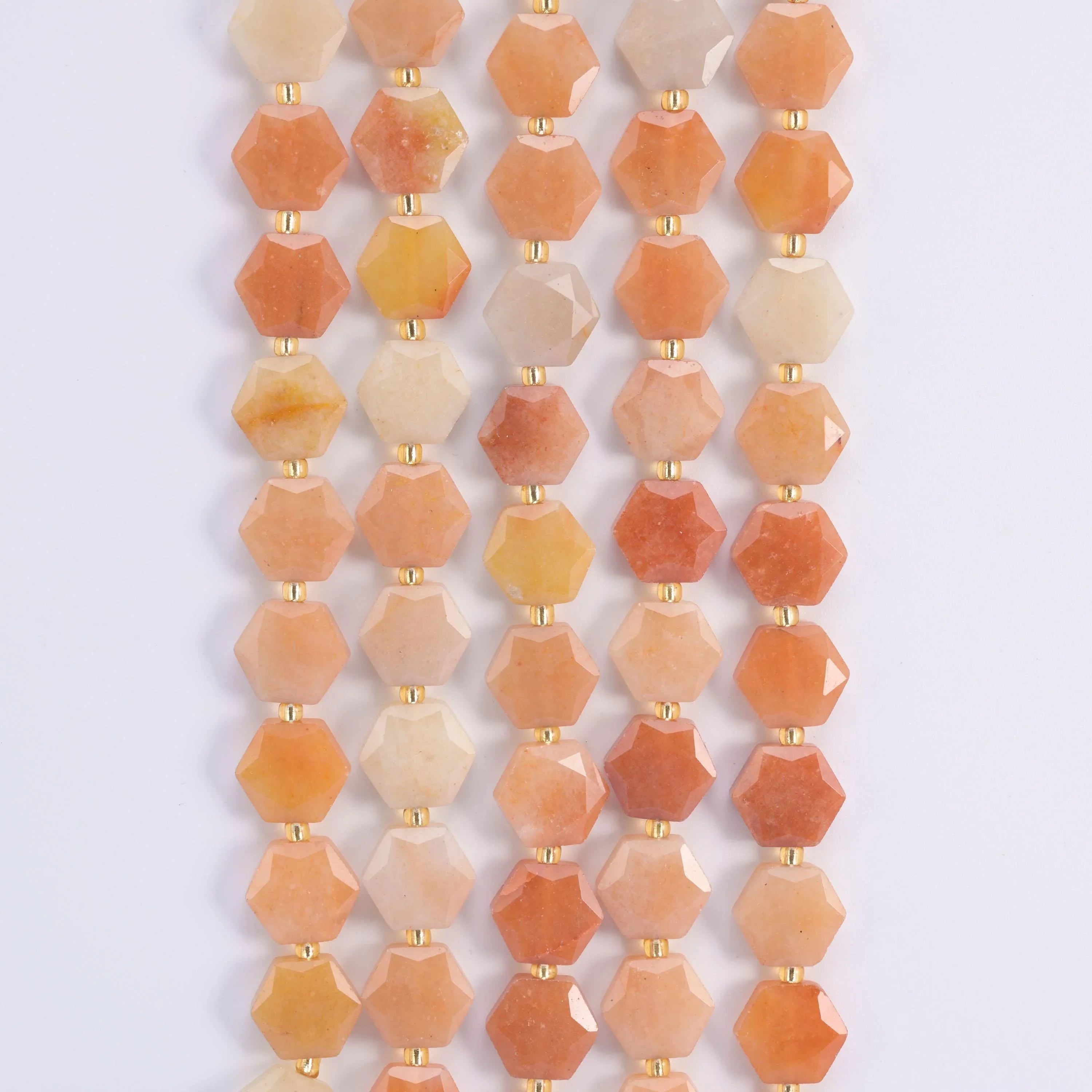 Natural Gold Silk Jade Flat Hexagon Faceted Gemstone Beads, Size 12mm - Mycrazycrystal