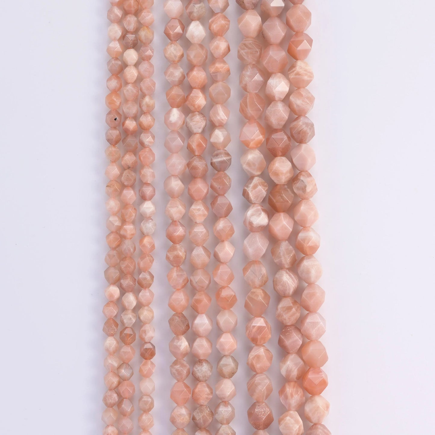 Natural Sunstone Diamond Star Cut Gemstone Beads, Size 6mm, 8mm, 10mm - Mycrazycrystal