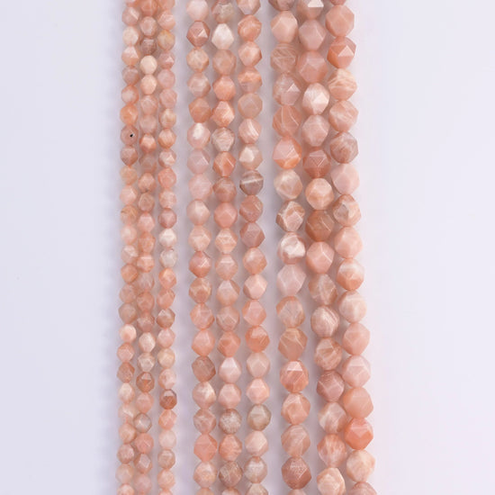 Natural Sunstone Diamond Star Cut Gemstone Beads, Size 6mm, 8mm, 10mm - Mycrazycrystal