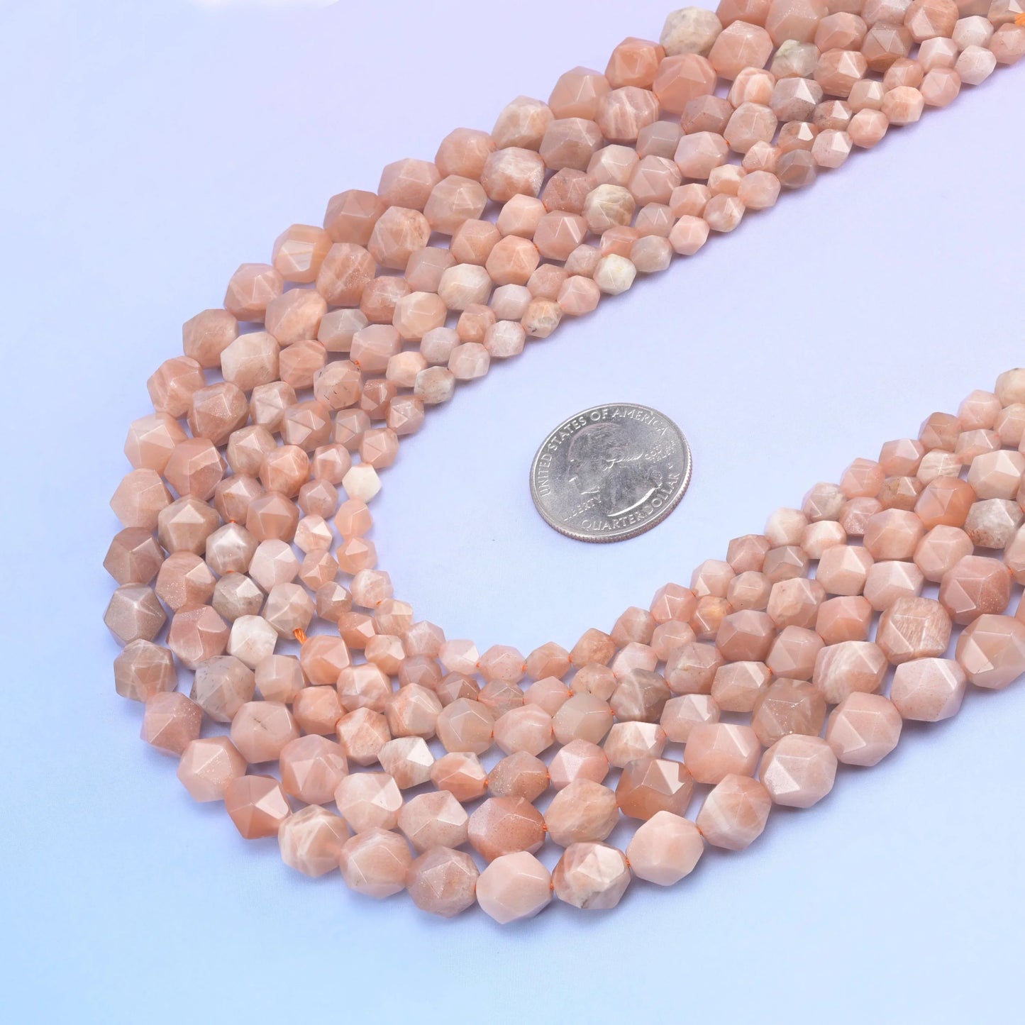 Natural Sunstone Diamond Star Cut Gemstone Beads, Size 6mm, 8mm, 10mm - Mycrazycrystal