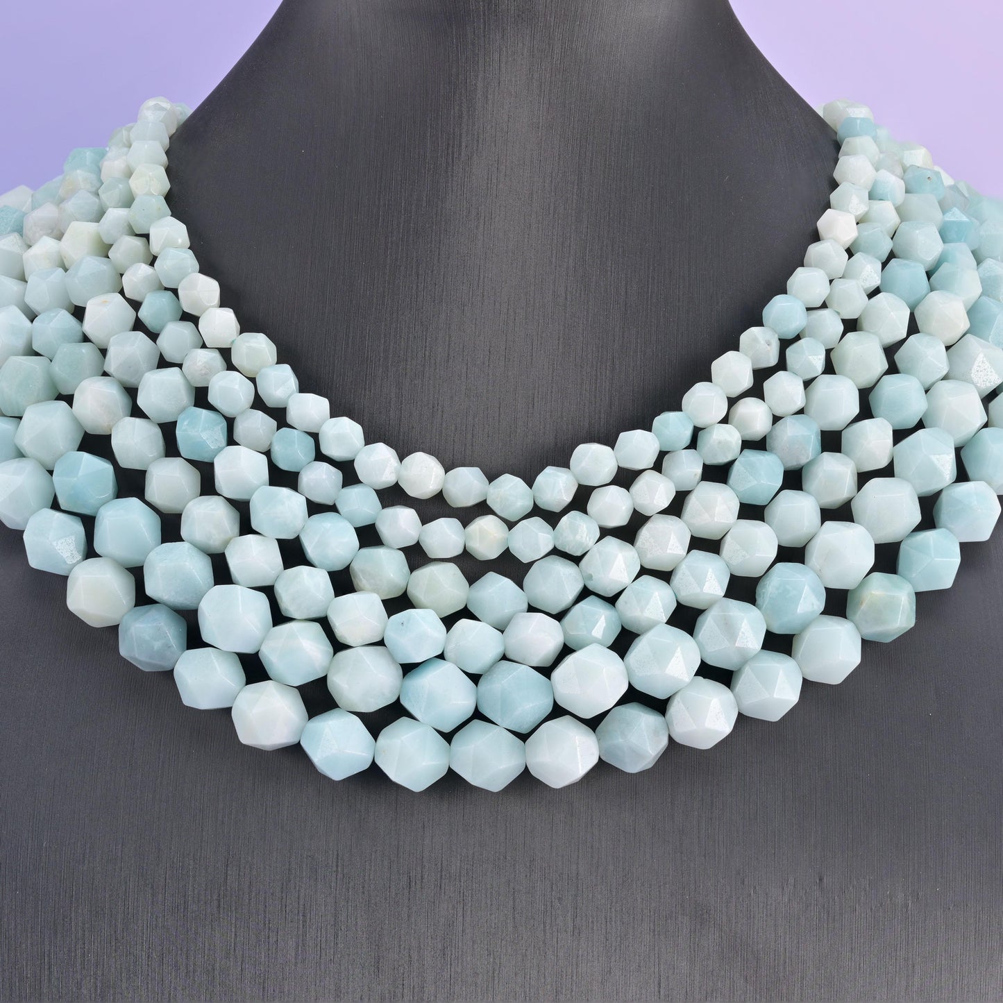 Natural Blue Amazonite Diamond Star Cut Gemstone Beads, Size 6mm, 8mm, 10mm - Mycrazycrystal