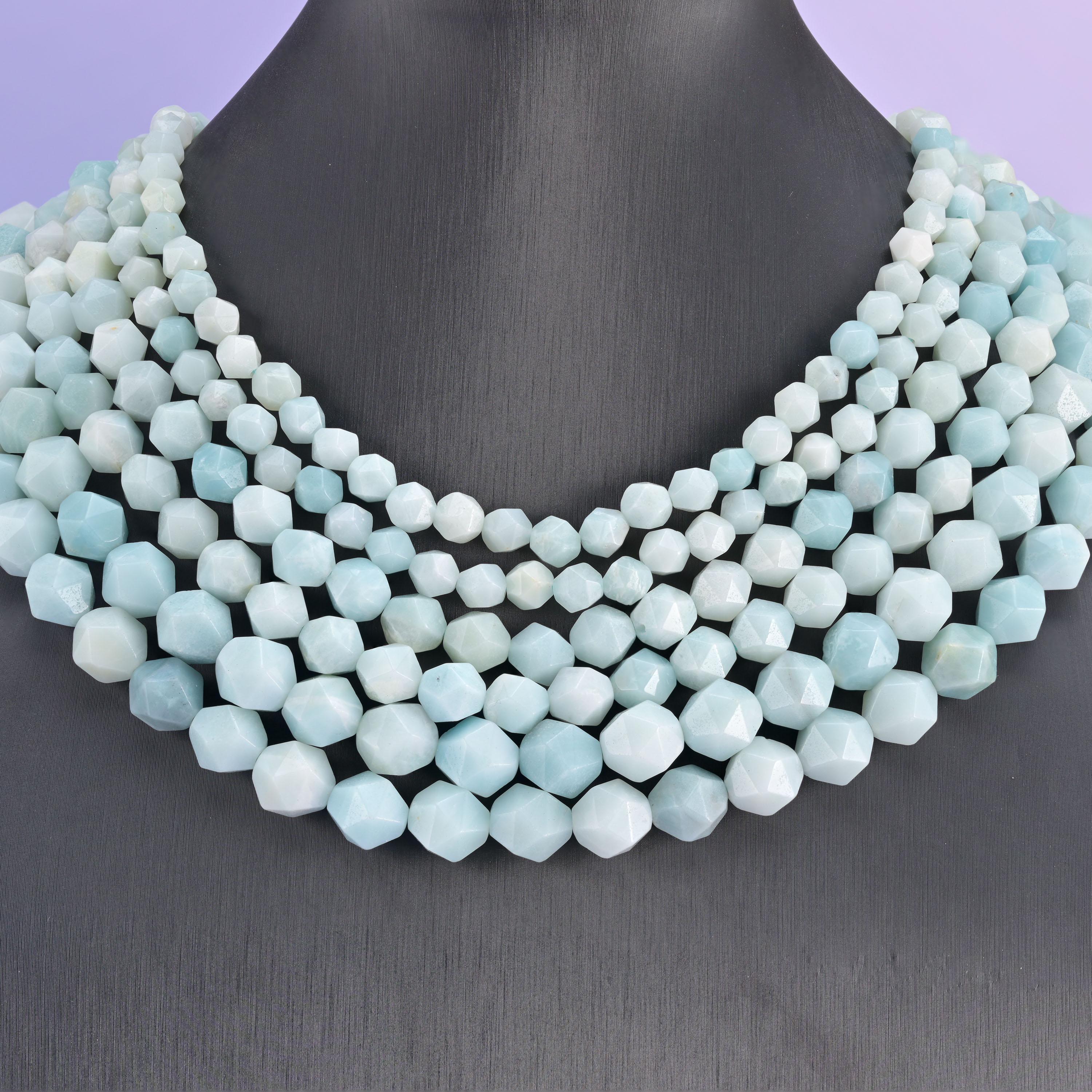 Natural Blue Amazonite Diamond Star Cut Gemstone Beads, Size 6mm, 8mm, 10mm - Mycrazycrystal