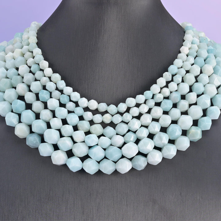 Natural Blue Amazonite Diamond Star Cut Gemstone Beads, Size 6mm, 8mm, 10mm - Mycrazycrystal