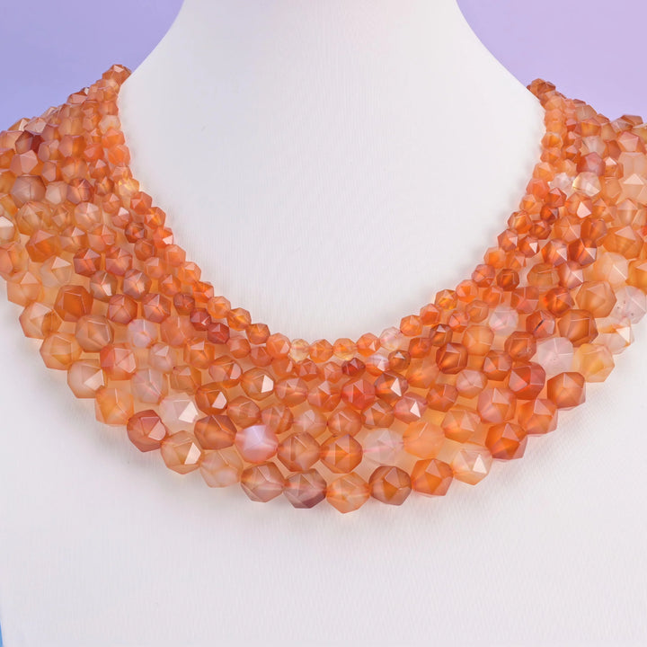 Dyed Orange Agate Diamond Star Cut Gemstone Beads, Size 6mm, 8mm, 10mm - Mycrazycrystal