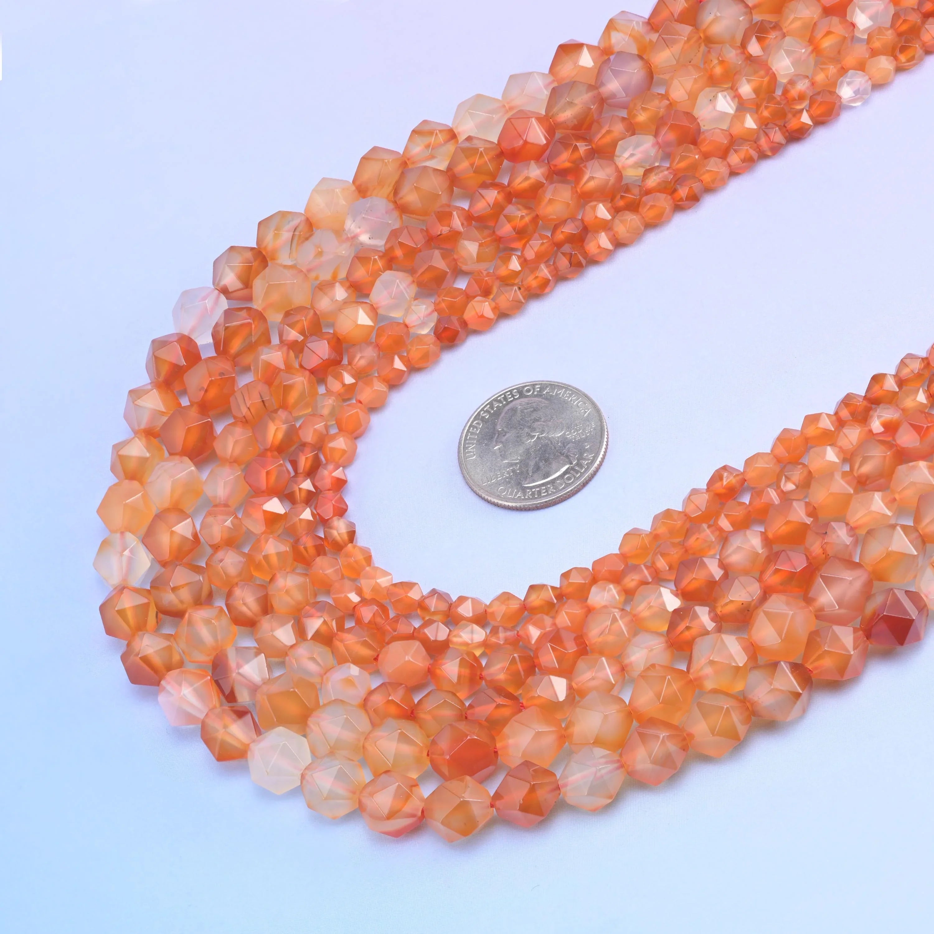 Dyed Orange Agate Diamond Star Cut Gemstone Beads, Size 6mm, 8mm, 10mm - Mycrazycrystal