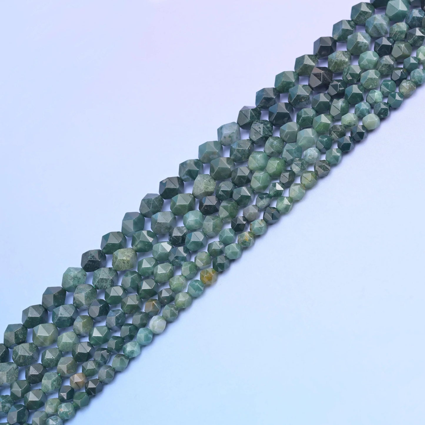 Natural Moss Agate Diamond Star Cut Gemstone Beads, Size 6mm, 8mm, 10mm - Mycrazycrystal