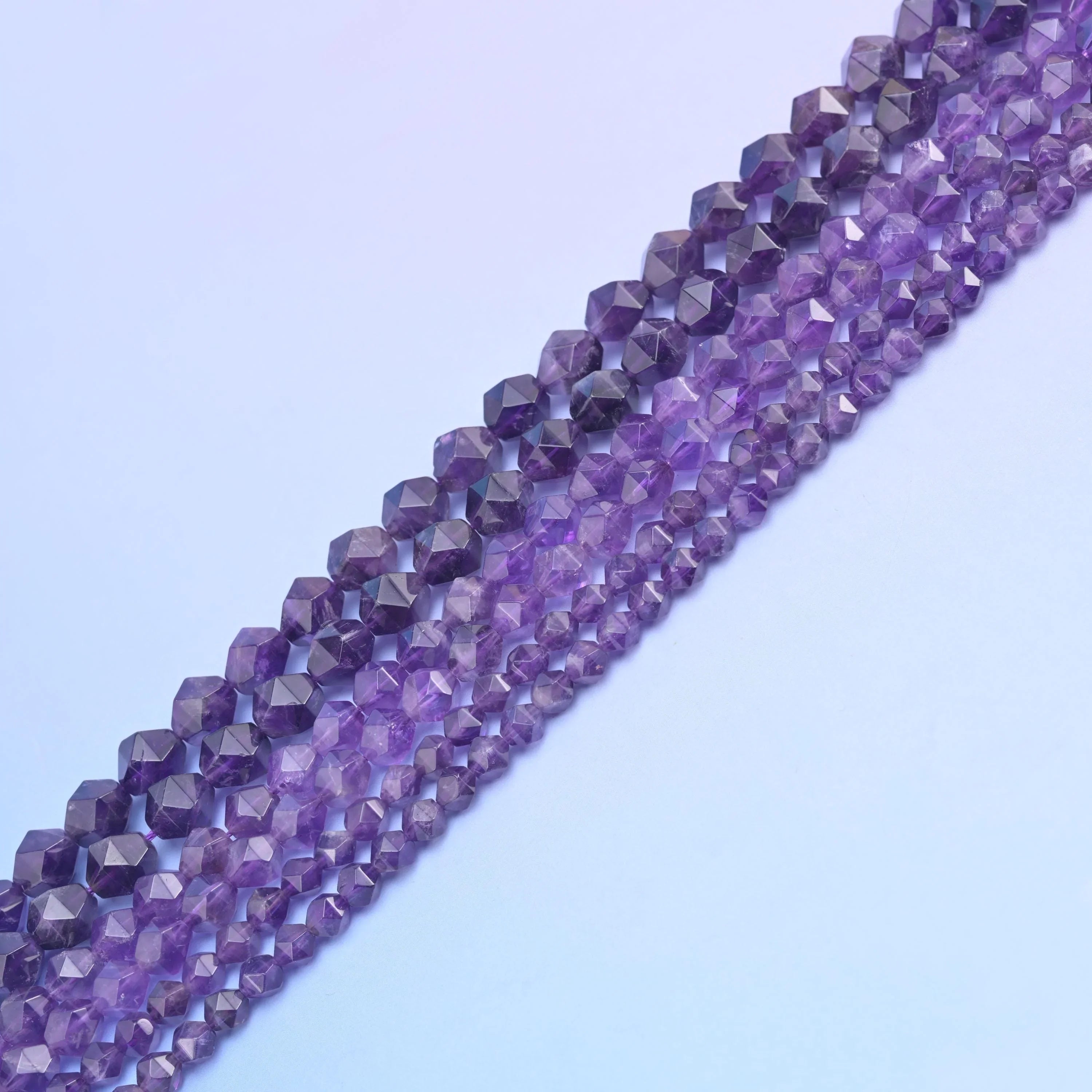 Natural Amethyst Diamond Star Cut Gemstone Beads, Size 6mm, 8mm, 10mm - Mycrazycrystal