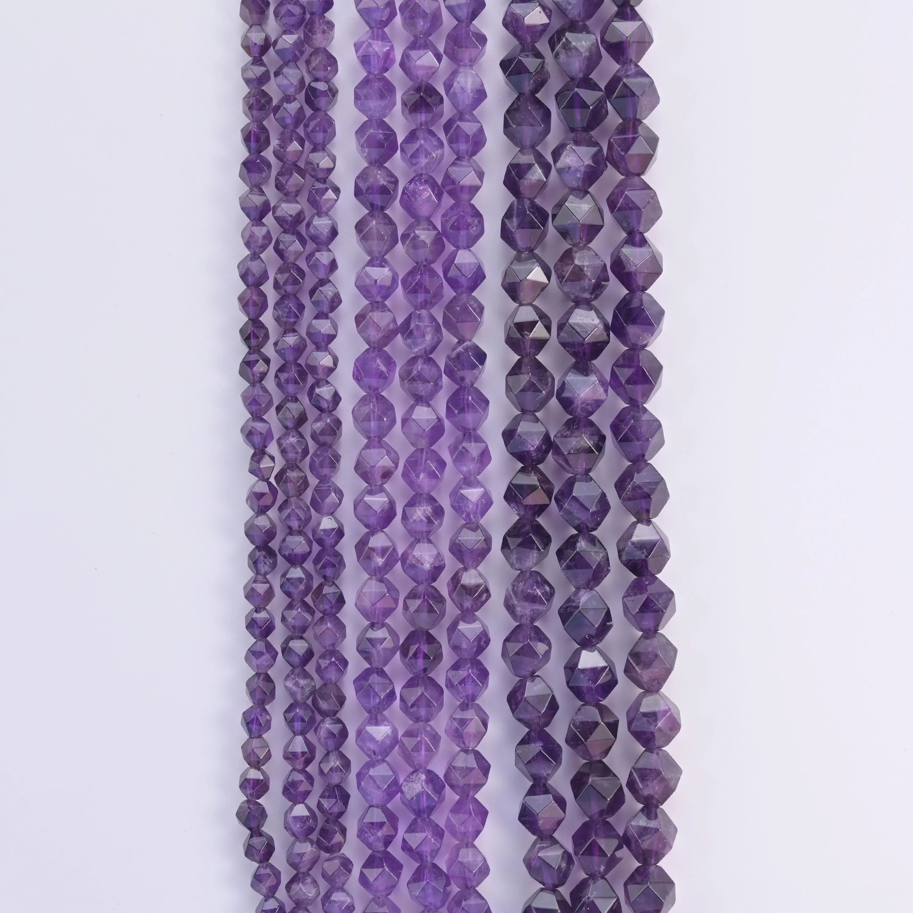 Natural Amethyst Diamond Star Cut Gemstone Beads, Size 6mm, 8mm, 10mm - Mycrazycrystal