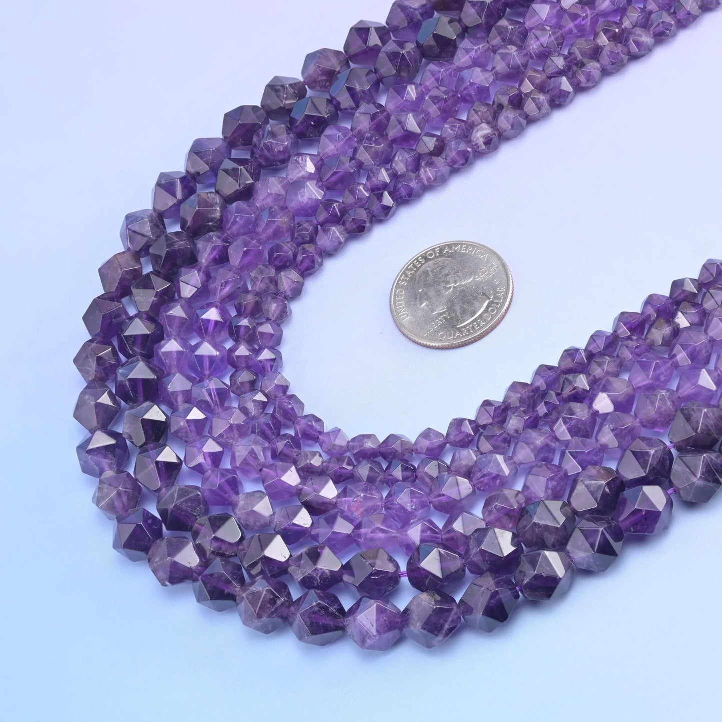Natural Amethyst Diamond Star Cut Gemstone Beads, Size 6mm, 8mm, 10mm - Mycrazycrystal