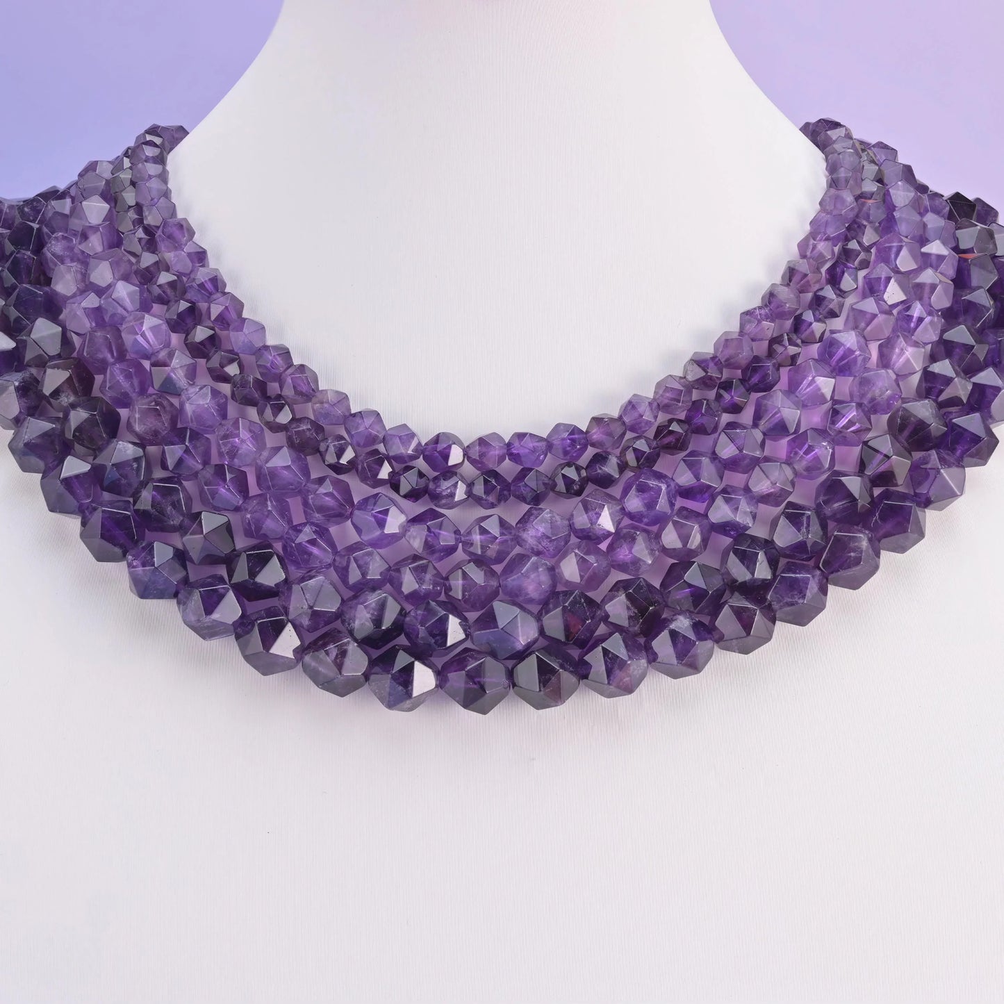 Natural Amethyst Diamond Star Cut Gemstone Beads, Size 6mm, 8mm, 10mm - Mycrazycrystal