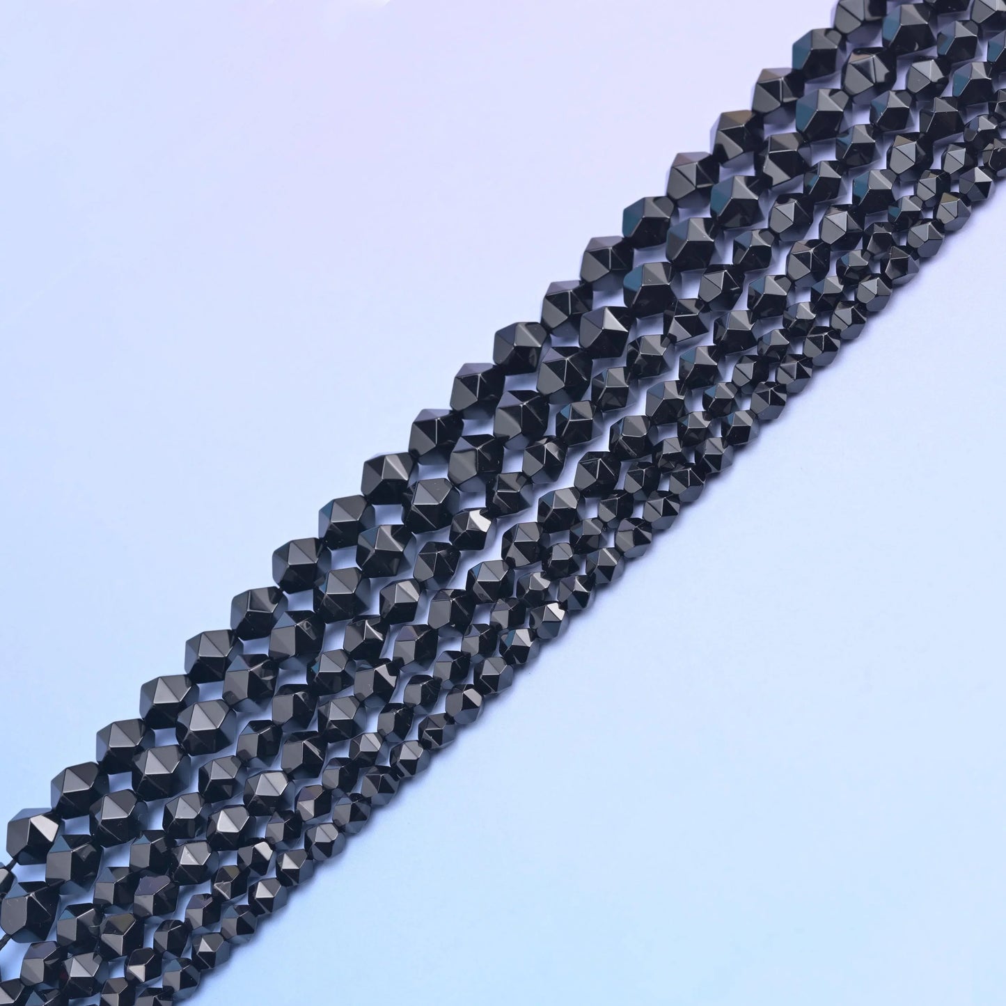 Natural Black Onyx Diamond Star Cut Gemstone Beads, Size 6mm, 8mm, 10mm - Mycrazycrystal