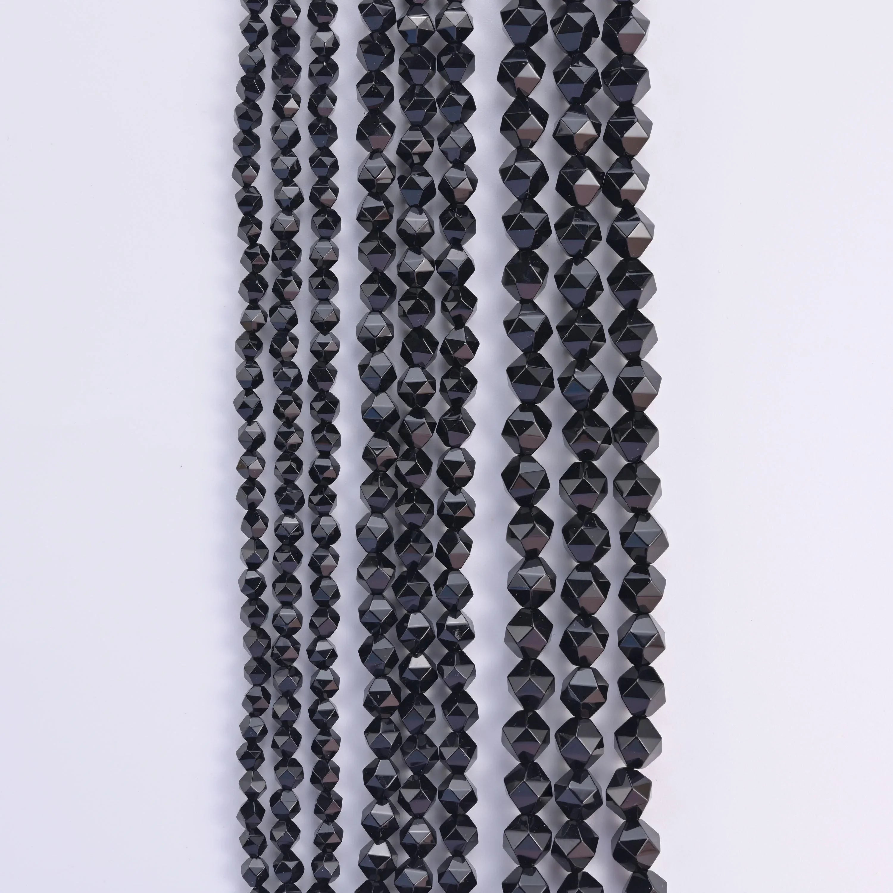 Natural Black Onyx Diamond Star Cut Gemstone Beads, Size 6mm, 8mm, 10mm - Mycrazycrystal