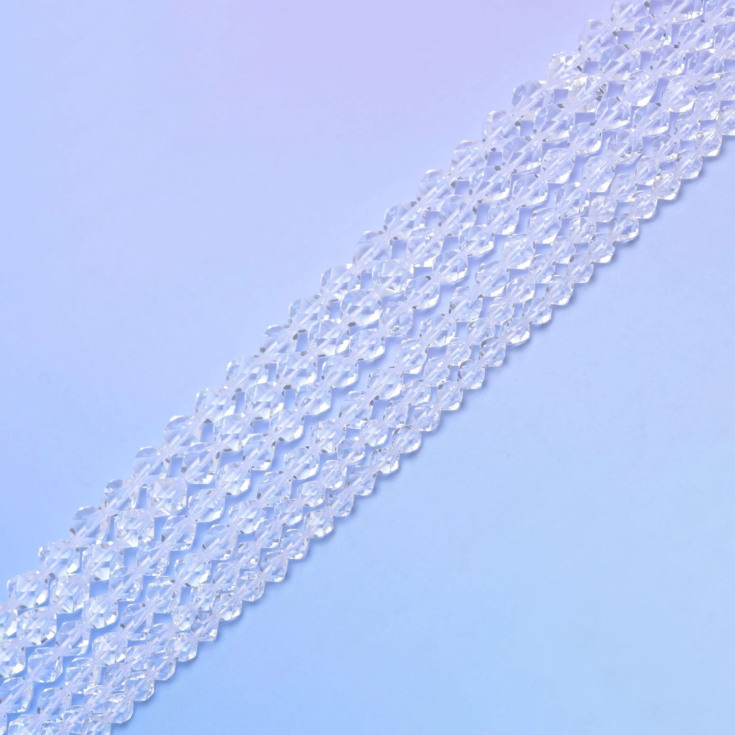 Natural Clear Quartz Diamond Star Cut Gemstone Beads, Size 6mm, 8mm, 10mm - Mycrazycrystal