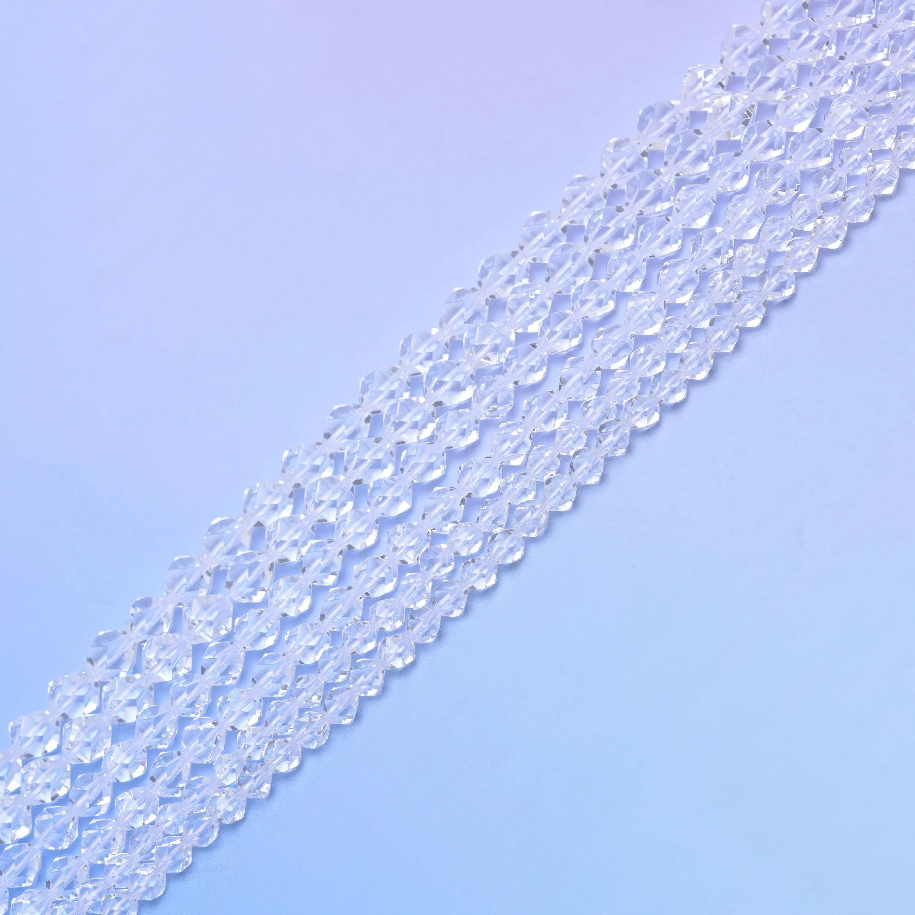 Natural Clear Quartz Diamond Star Cut Gemstone Beads, Size 6mm, 8mm, 10mm - Mycrazycrystal