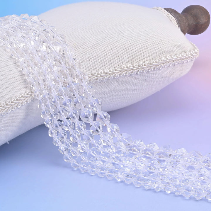 Natural Clear Quartz Diamond Star Cut Gemstone Beads, Size 6mm, 8mm, 10mm - Mycrazycrystal