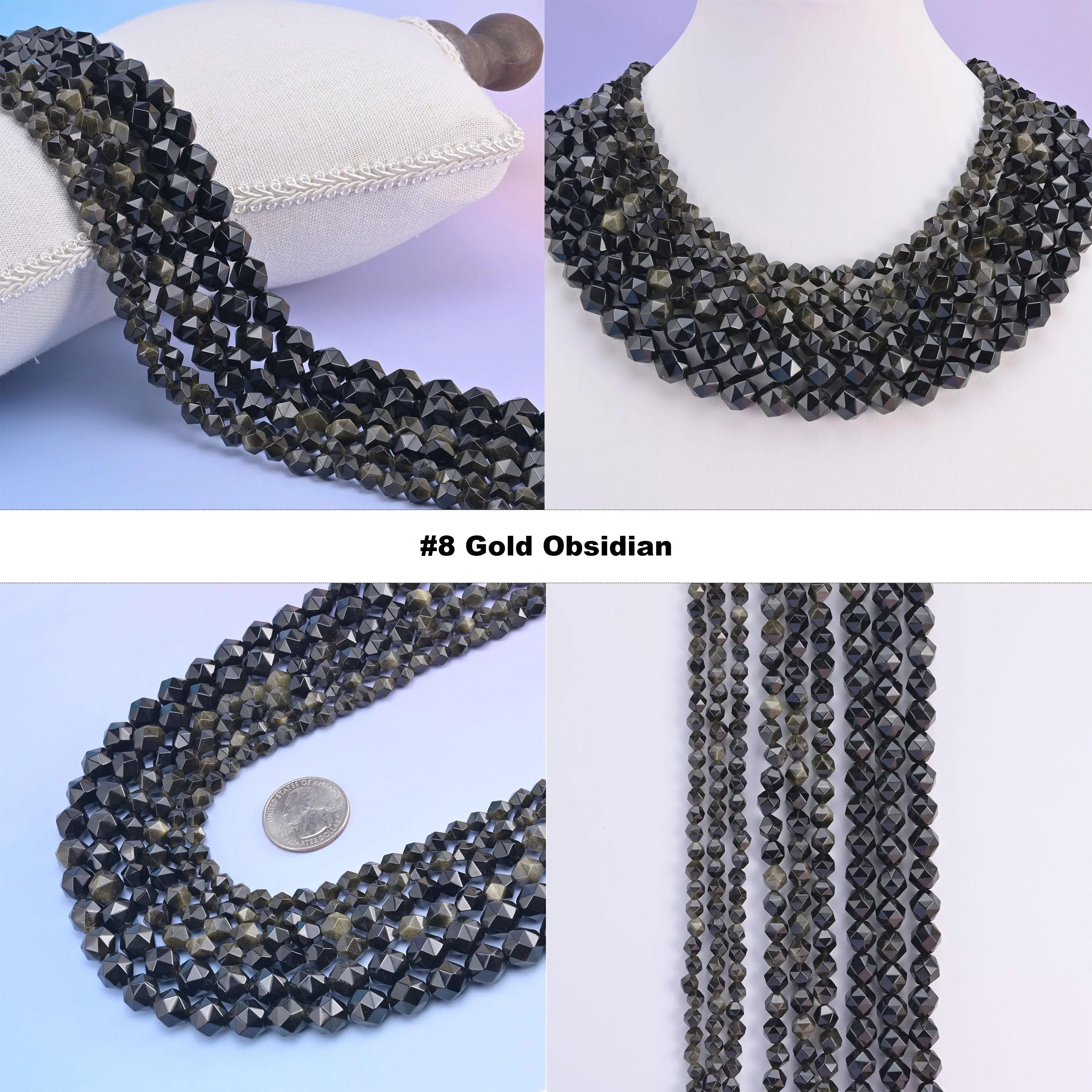 Natural Gemstone Diamond Star Cut Beads, Size 6mm, 8mm, 10mm - S1 - Mycrazycrystal