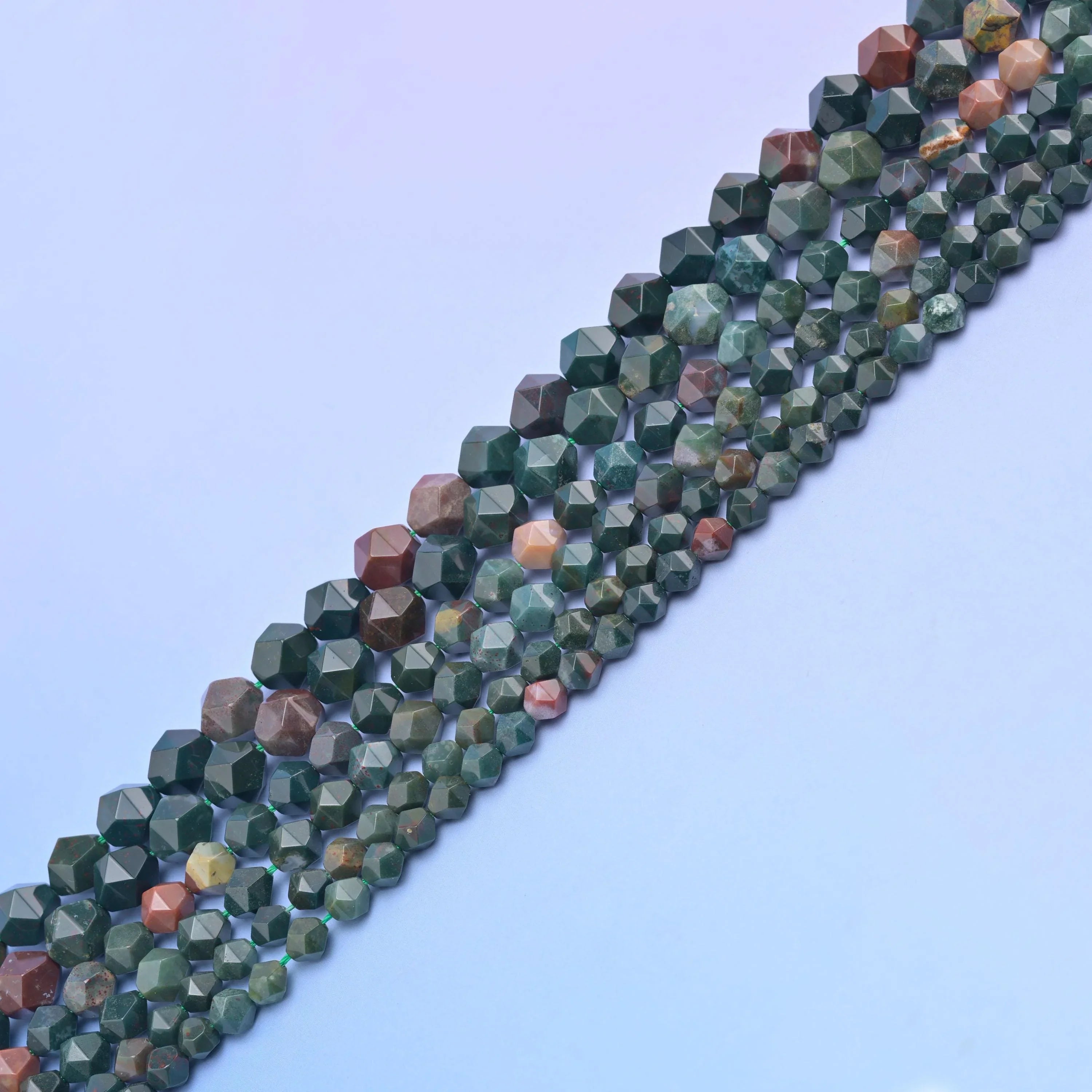 Natural Indian Bloodstone Diamond Star Cut Gemstone Beads, Size 6mm, 8mm, 10mm - Mycrazycrystal