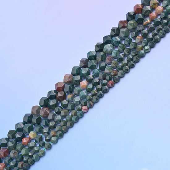 Natural Indian Bloodstone Diamond Star Cut Gemstone Beads, Size 6mm, 8mm, 10mm - Mycrazycrystal