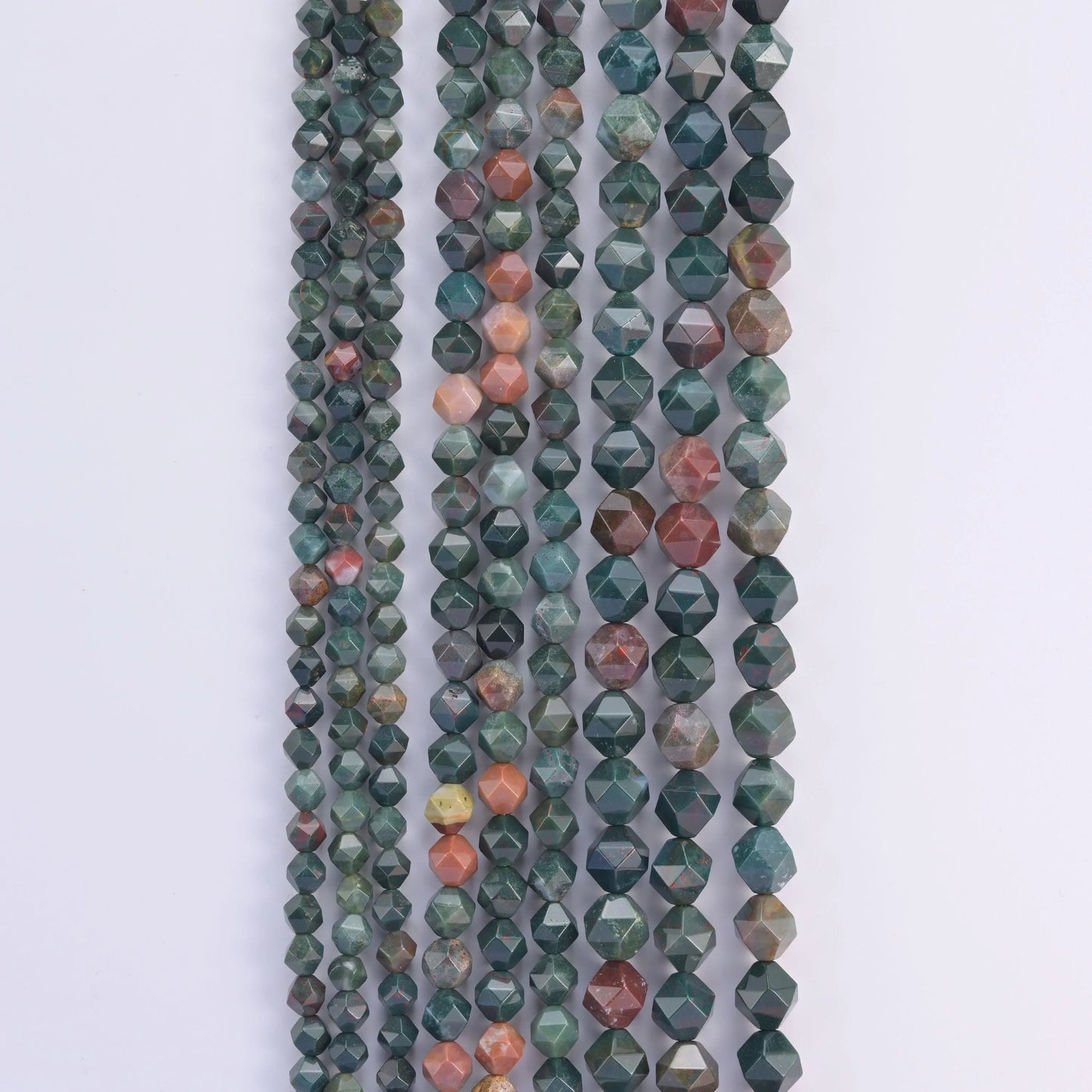 Natural Indian Bloodstone Diamond Star Cut Gemstone Beads, Size 6mm, 8mm, 10mm - Mycrazycrystal