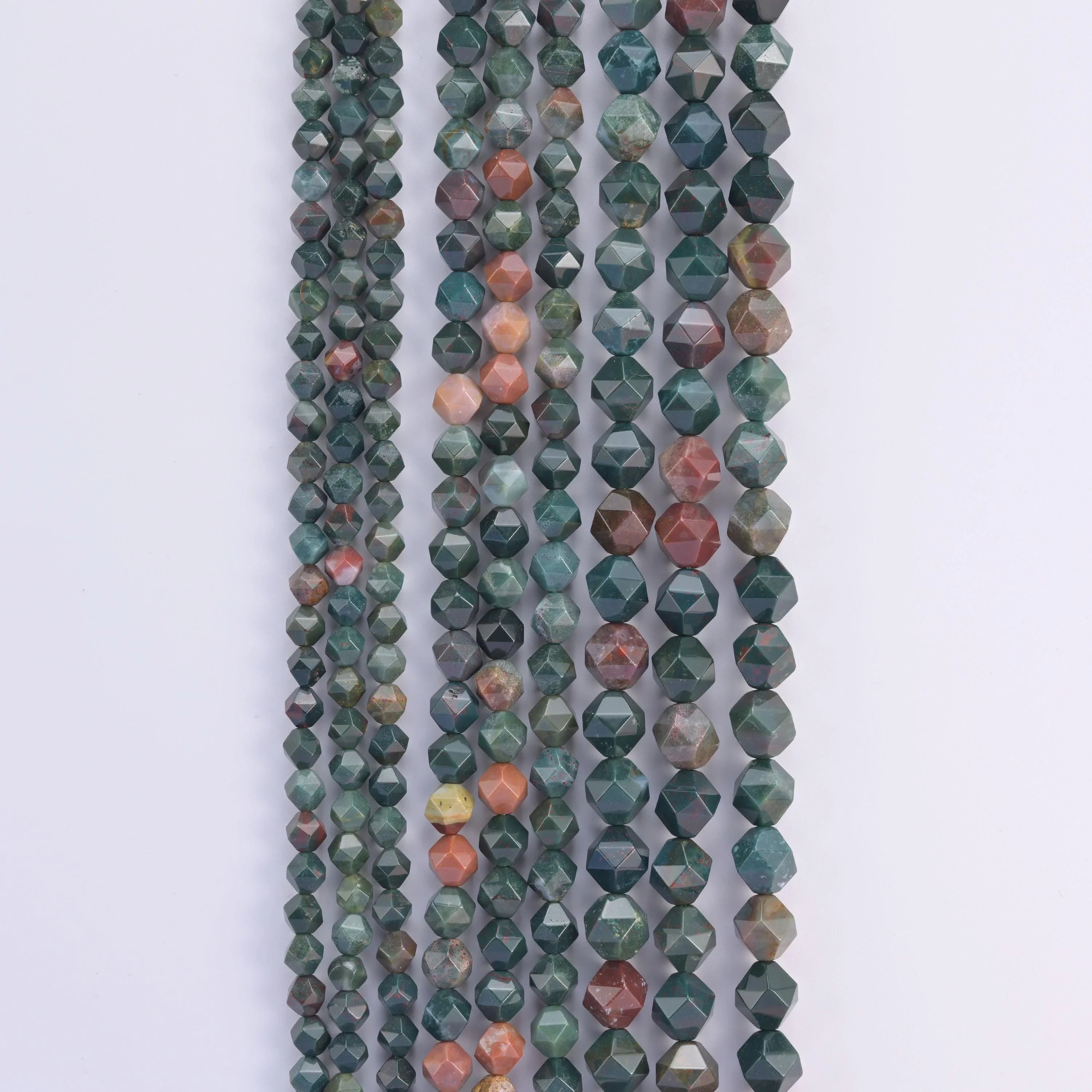 Natural Indian Bloodstone Diamond Star Cut Gemstone Beads, Size 6mm, 8mm, 10mm - Mycrazycrystal