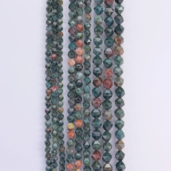 Natural Indian Bloodstone Diamond Star Cut Gemstone Beads, Size 6mm, 8mm, 10mm - Mycrazycrystal