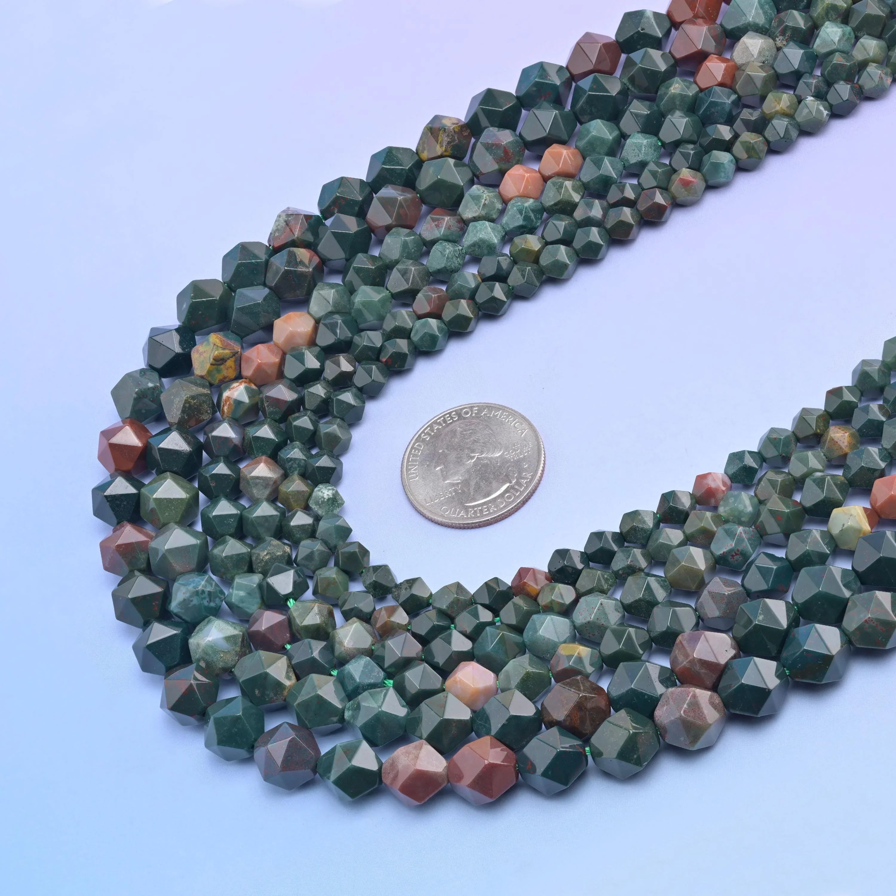Natural Indian Bloodstone Diamond Star Cut Gemstone Beads, Size 6mm, 8mm, 10mm - Mycrazycrystal