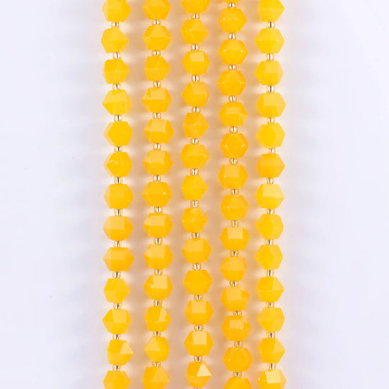 Dyed Yellow Jade Faceted Diamond Rhombus Beads - Size 10mm - Jewelry Making Beads - 15.5 Inches Per Strand - Mycrazycrystal