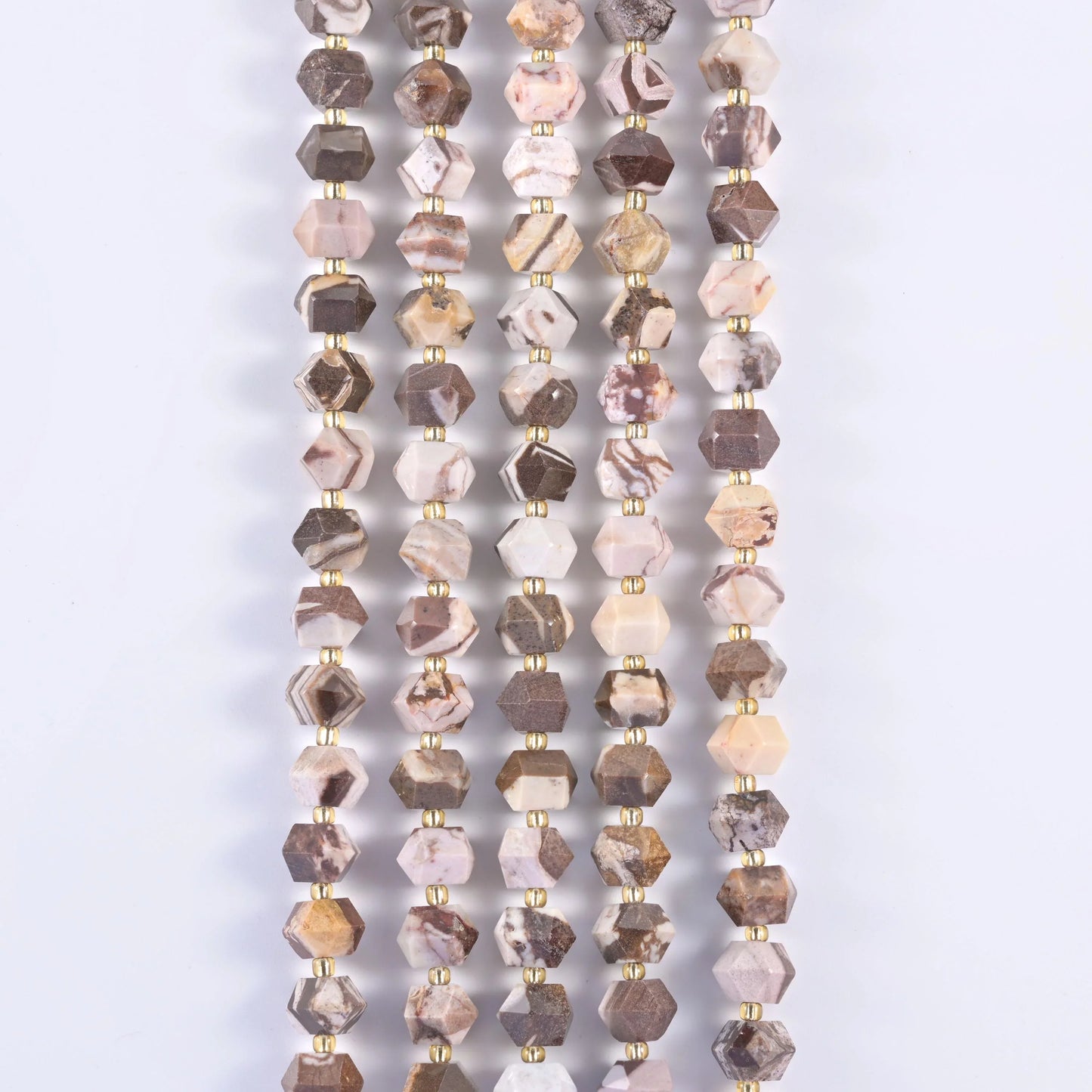 Natural Australia Zebra Jasper Faceted Diamond Rhombus Beads - Size 10mm - Jewelry Making Beads - 15.5 Inches Per Strand - Mycrazycrystal