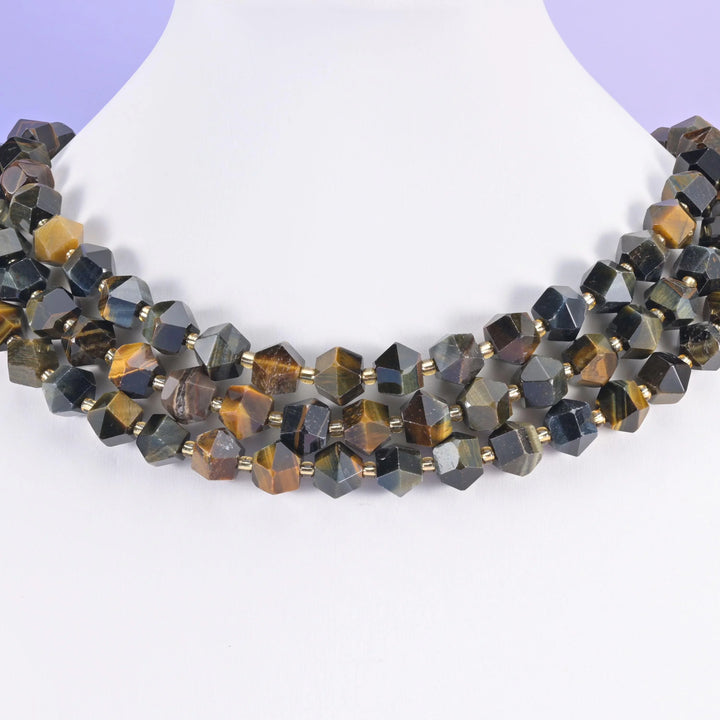 Dream Tiger Eye Faceted Diamond Rhombus Beads - Size 10mm - Jewelry Making Beads - 15.5 Inches Per Strand - Mycrazycrystal