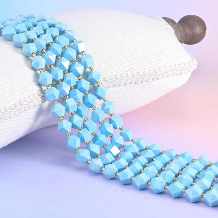Dyed Blue Howlite Faceted Diamond Rhombus Beads - Size 10mm - Jewelry Making Beads - 15.5 Inches Per Strand - Mycrazycrystal