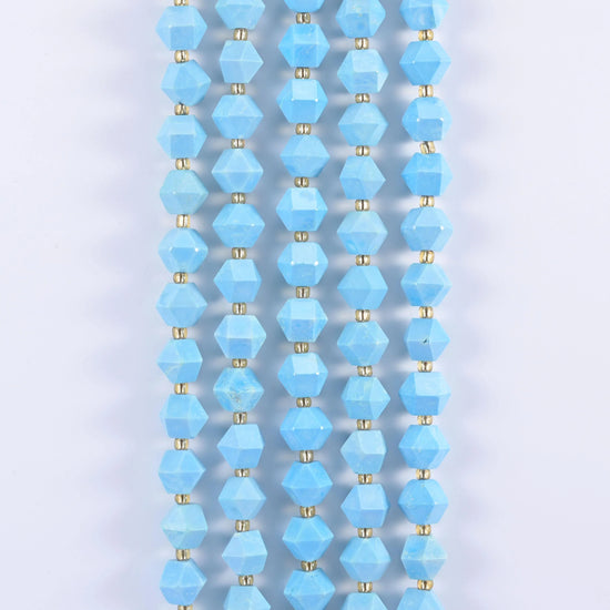 Dyed Blue Howlite Faceted Diamond Rhombus Beads - Size 10mm - Jewelry Making Beads - 15.5 Inches Per Strand - Mycrazycrystal