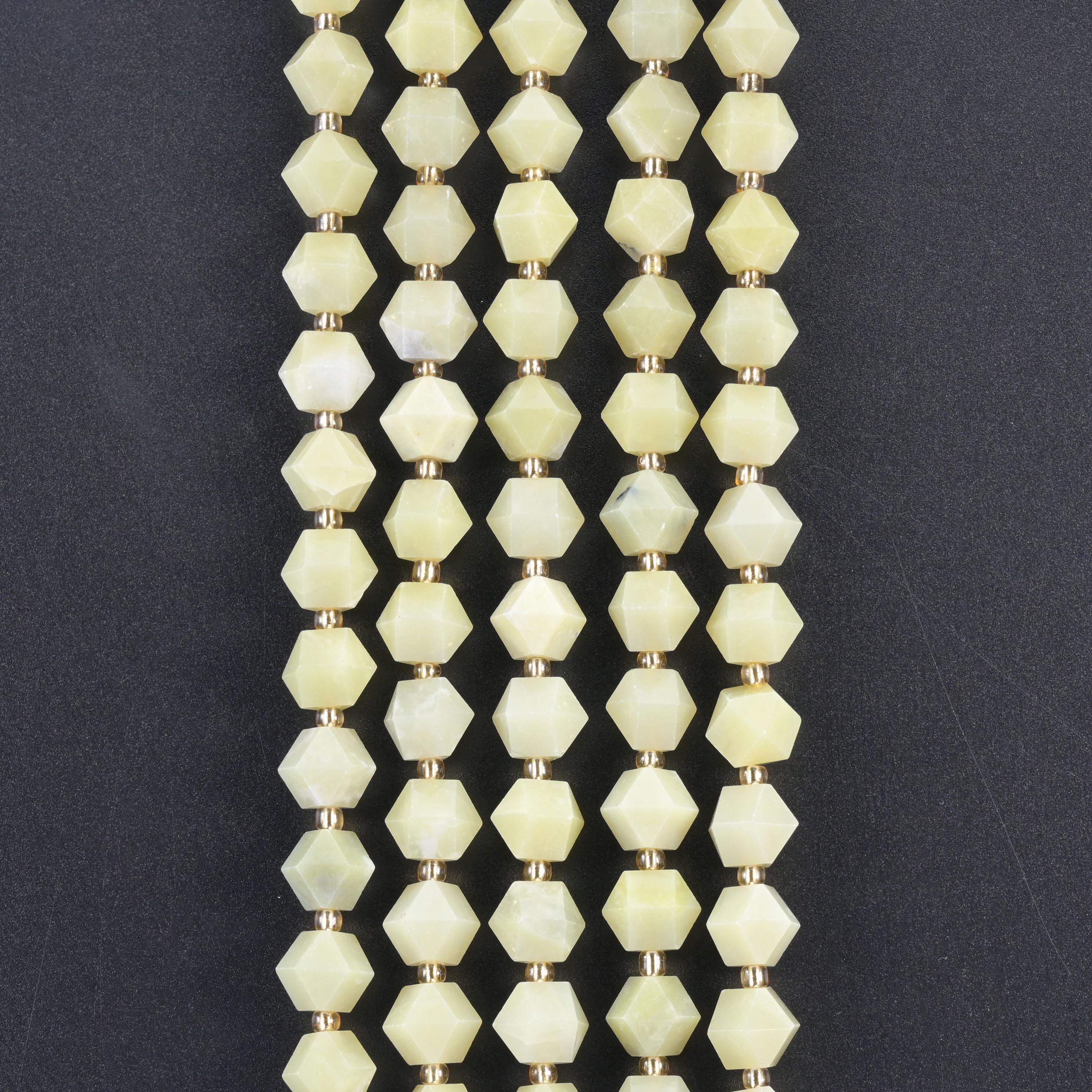 Lemon Jade Faceted Diamond Rhombus Beads Size 10mm Jewelry Making 15.5 Inch Strand