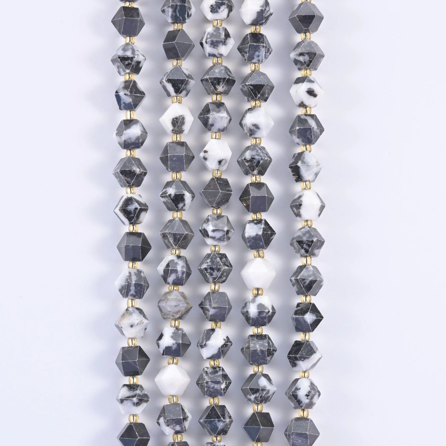 Zebra Jasper Faceted Diamond Rhombus Beads Size 10mm Jewelry Making 15.5 Inch Strand