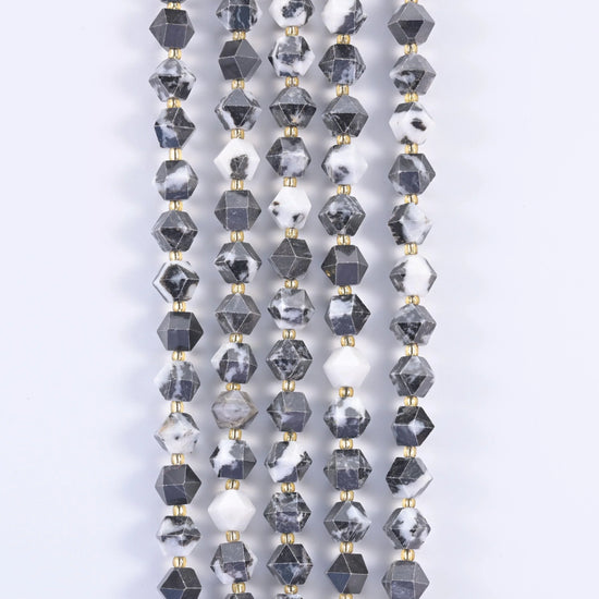 Zebra Jasper Faceted Diamond Rhombus Beads Size 10mm Jewelry Making 15.5 Inch Strand