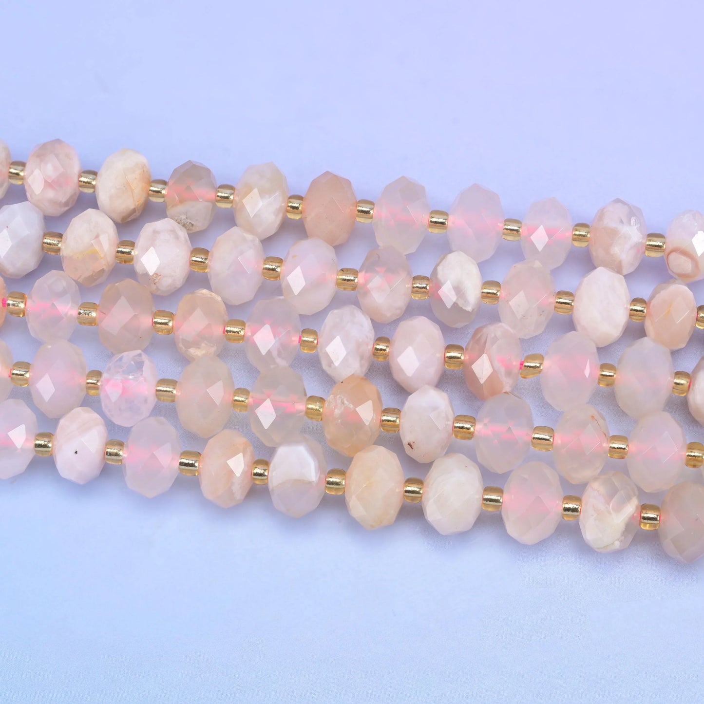 Sakura Flower Agate Faceted Rondelle Beads Size 6x10mm Jewelry Making 15.5 Inch Strand