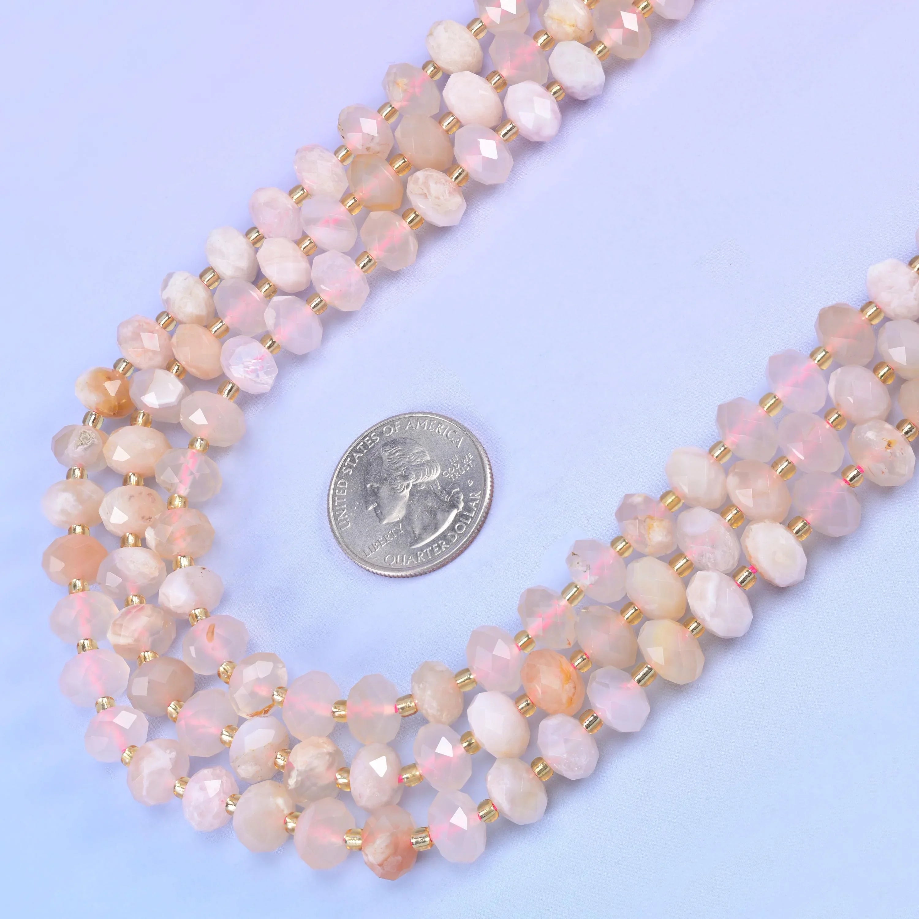 Sakura Flower Agate Faceted Rondelle Beads Size 6x10mm Jewelry Making 15.5 Inch Strand