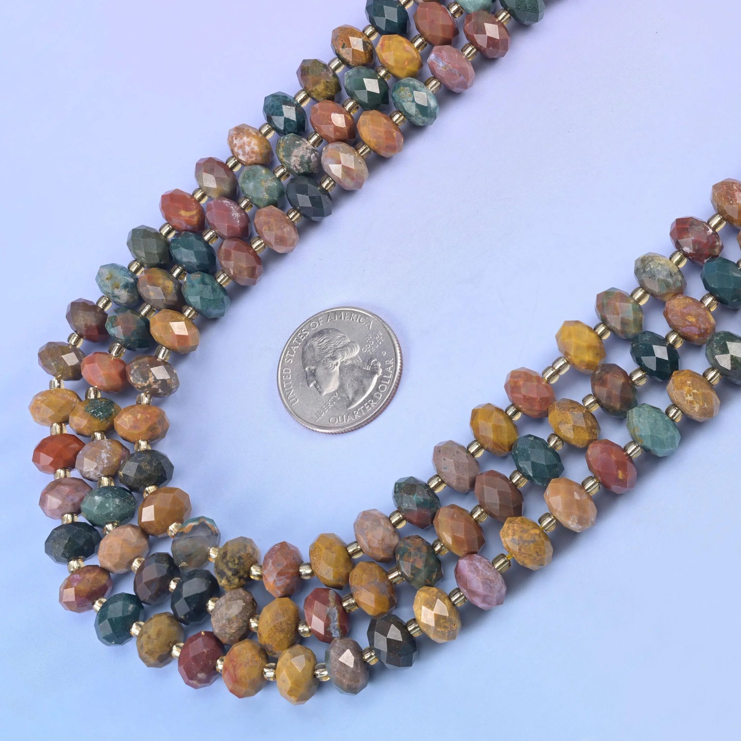 Ocean Agate Faceted Rondelle Beads Size 6x10mm Jewelry Making 15.5 Inch Strand