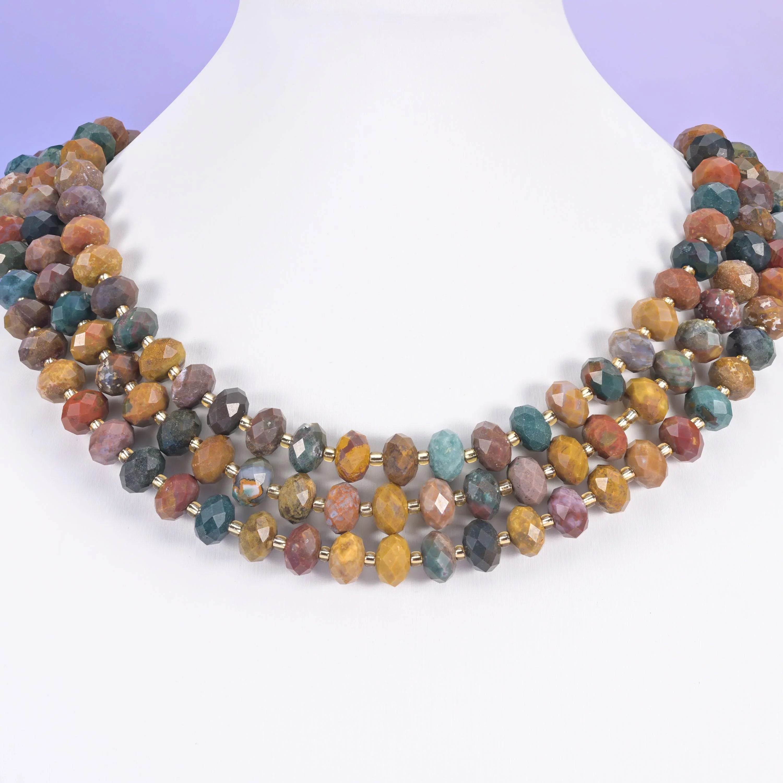 Ocean Agate Faceted Rondelle Beads Size 6x10mm Jewelry Making 15.5 Inch Strand