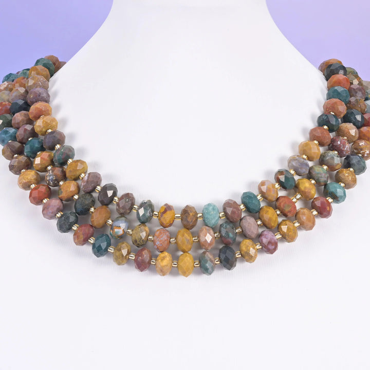 Ocean Agate Faceted Rondelle Beads Size 6x10mm Jewelry Making 15.5 Inch Strand