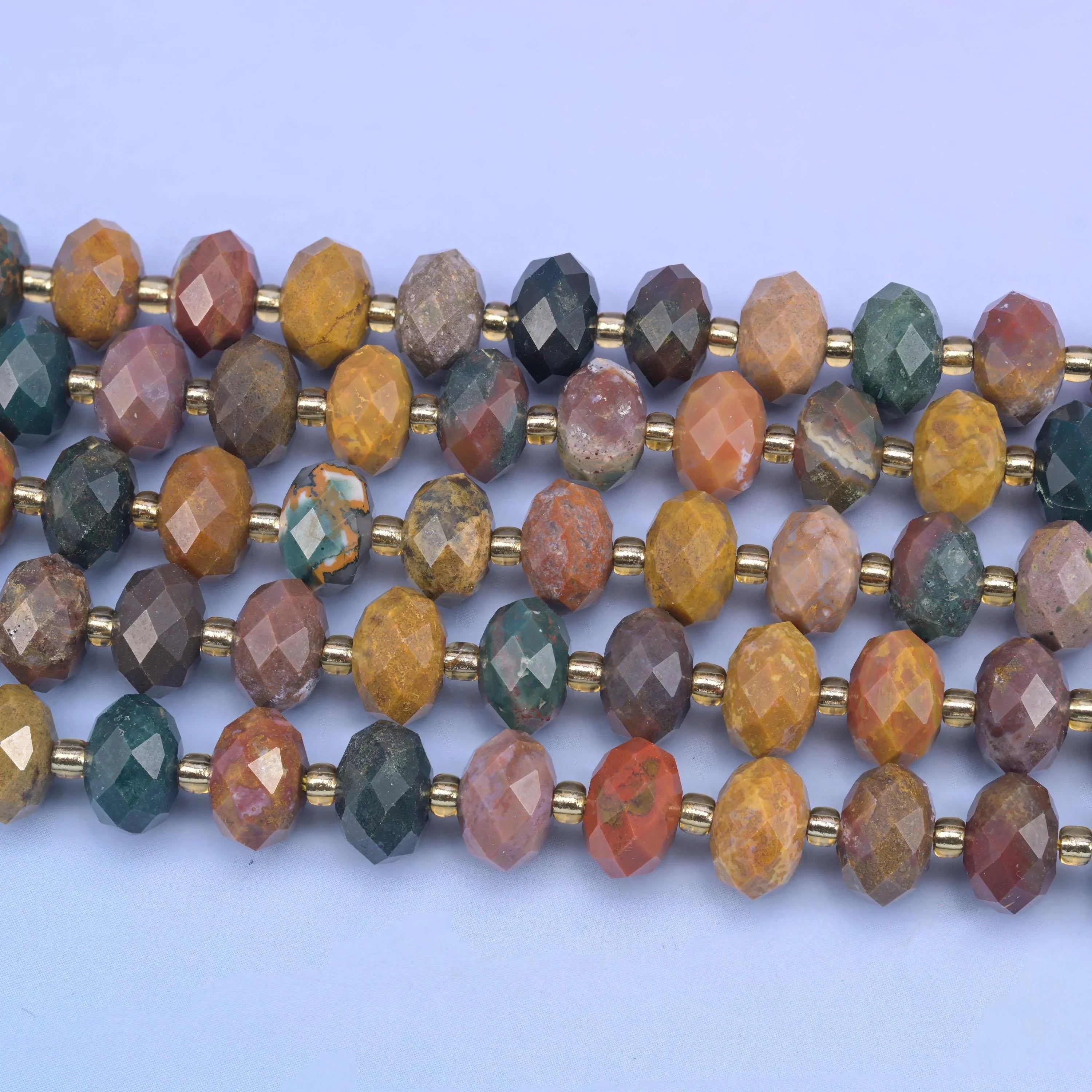 Ocean Agate Faceted Rondelle Beads Size 6x10mm Jewelry Making 15.5 Inch Strand