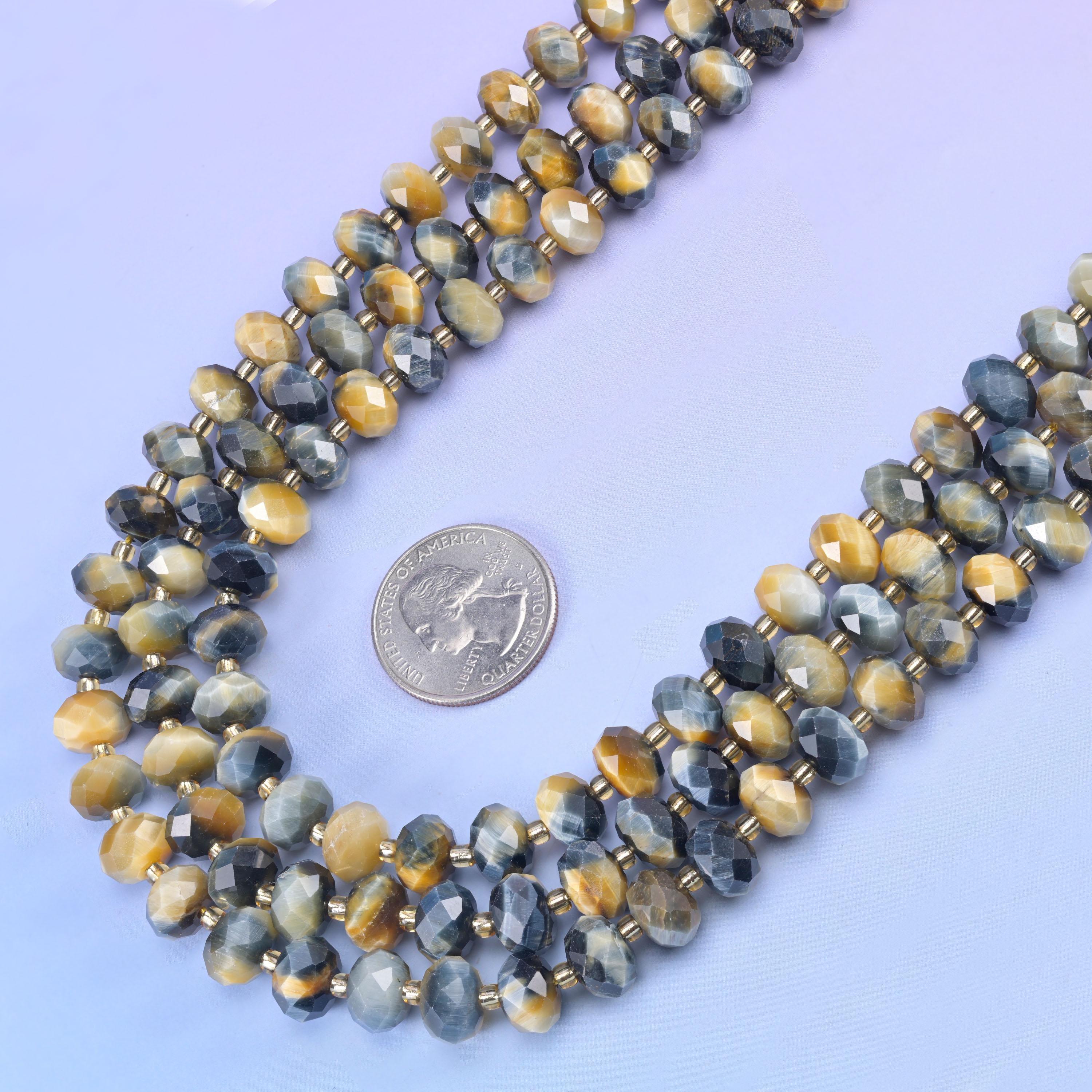 Dream Tiger Eye Faceted Rondelle Beads Size 6x10mm Jewelry Making 15.5 Inch Strand