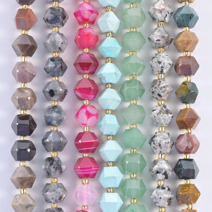 Diamond Rhombus Faceted 8 Sides Beads - Size 10mm - Jewelry Making - 15.5 Inches Strand Length - S6 - Mycrazycrystal