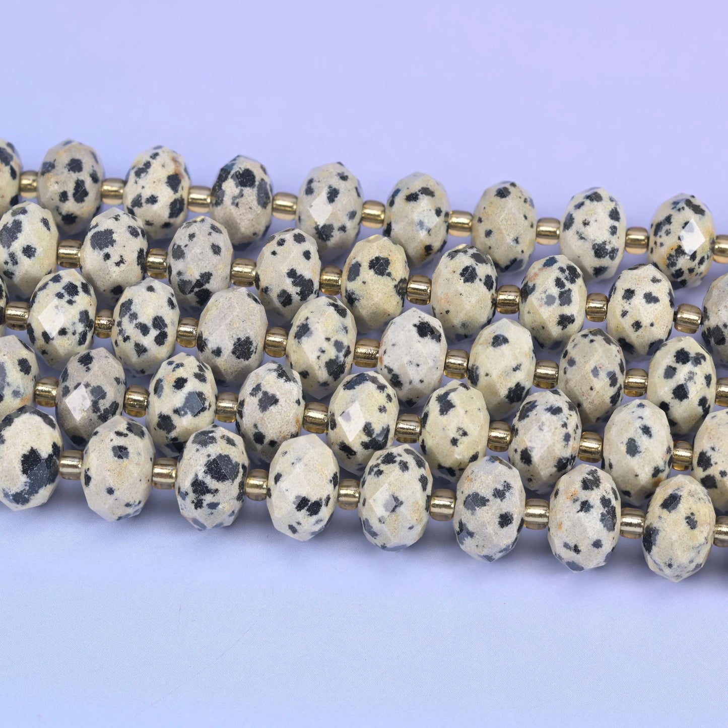 Dalmatian Jasper Faceted Rondelle Beads Size 6x10mm Jewelry Making 15.5 Inch Strand