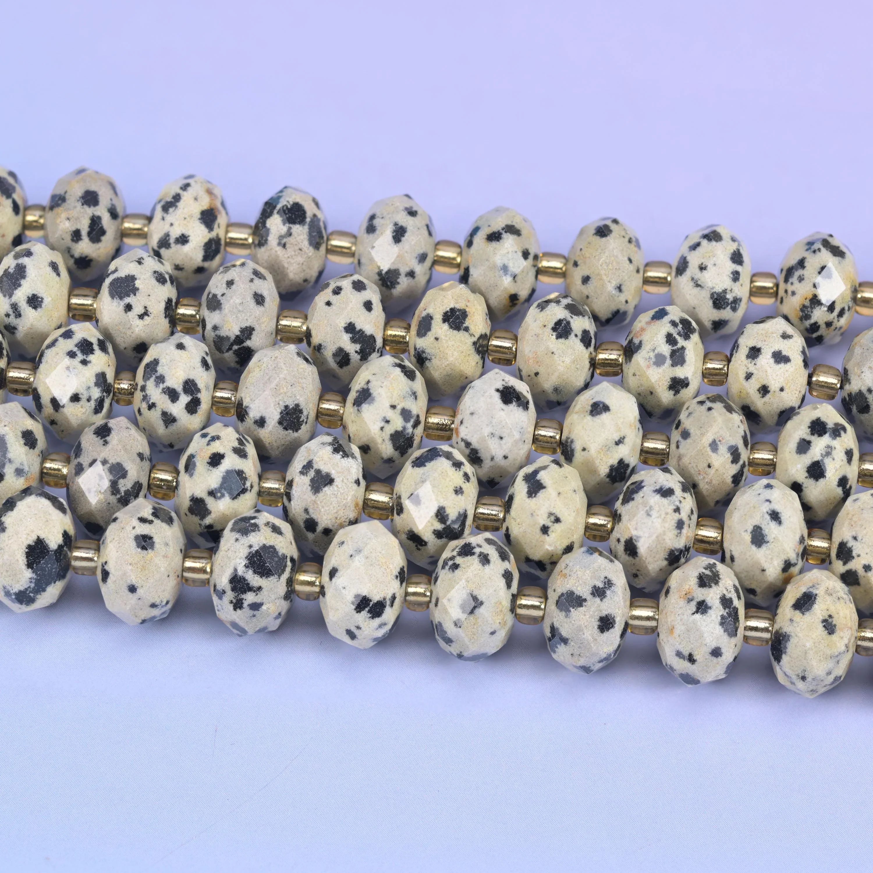 Dalmatian Jasper Faceted Rondelle Beads Size 6x10mm Jewelry Making 15.5 Inch Strand