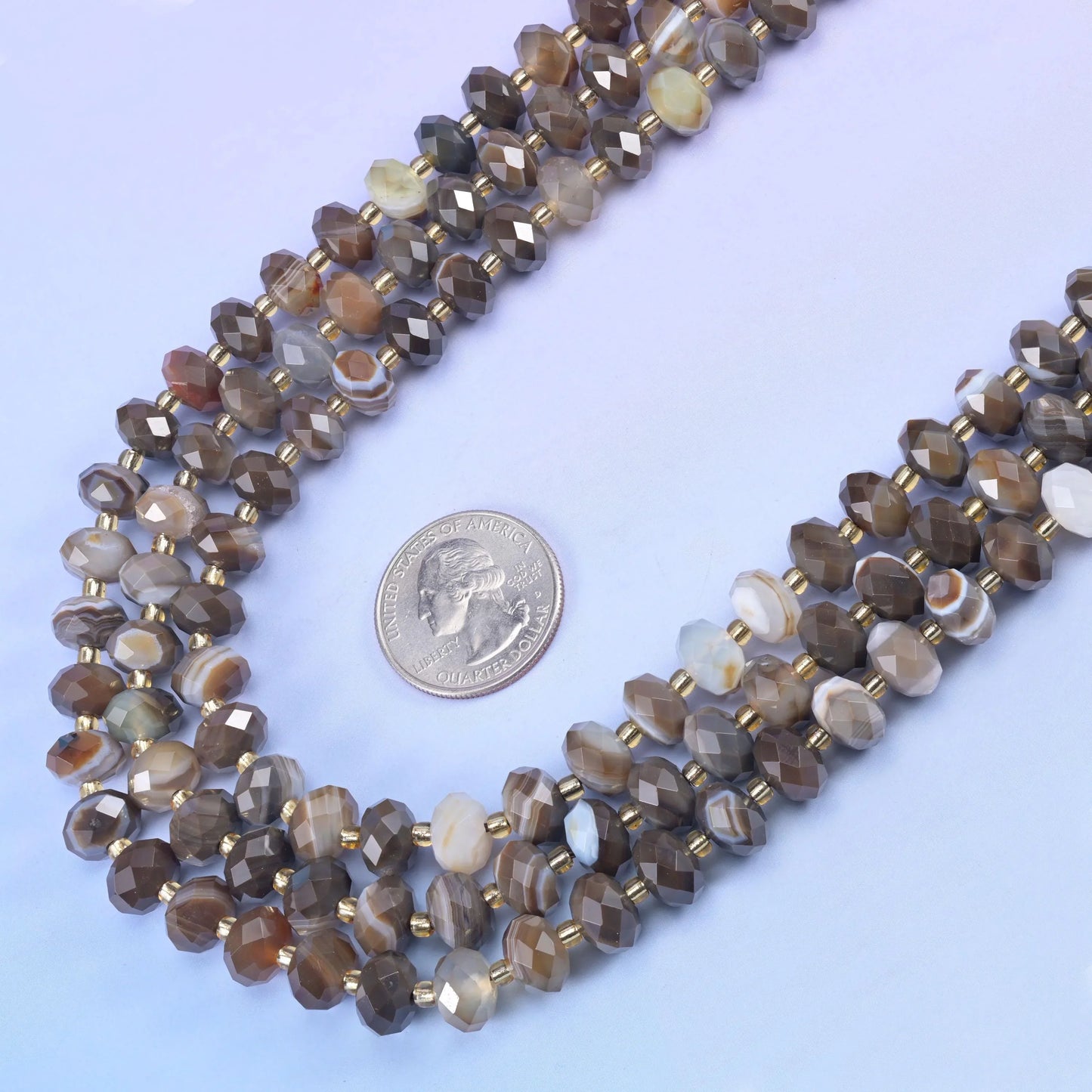 Dyed Brown Strip Agate Faceted Rondelle Beads Size 6x10mm Jewelry Making 15.5 Inch Strand