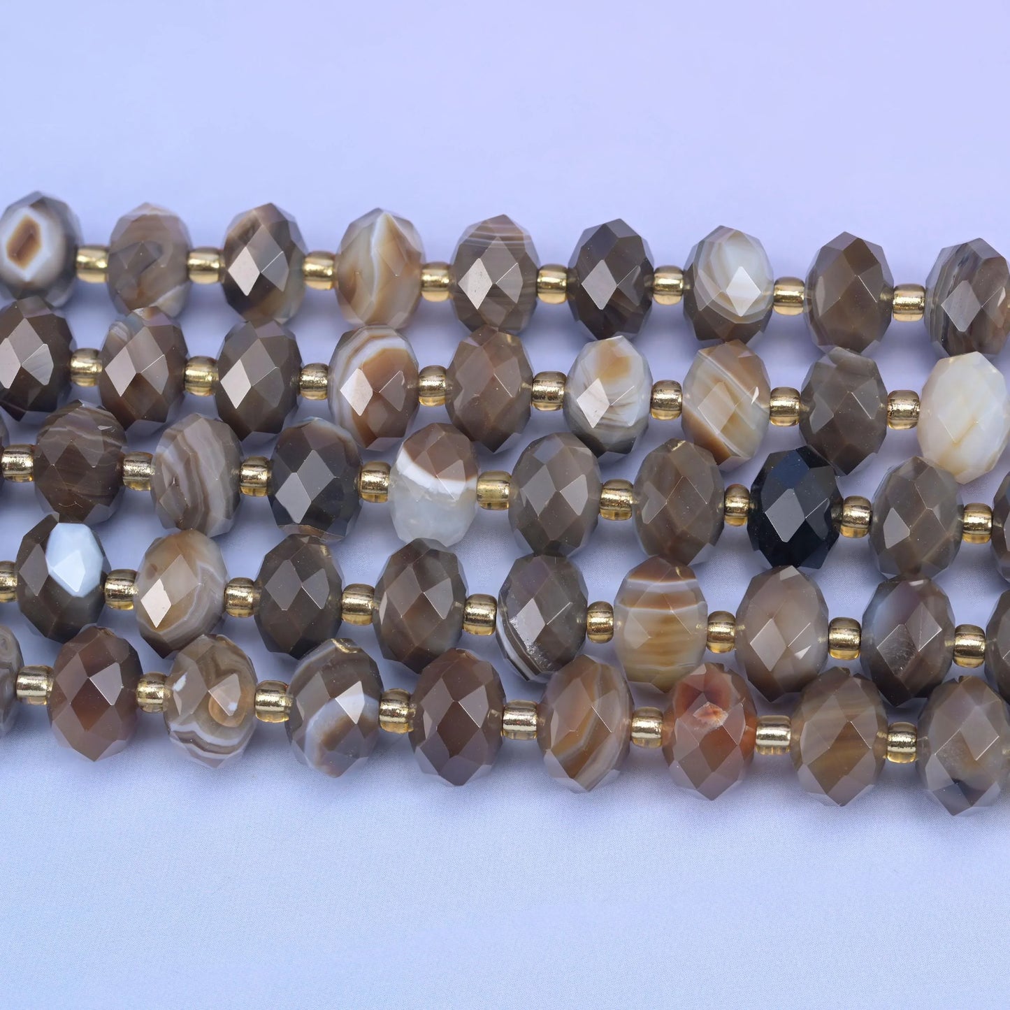 Dyed Brown Strip Agate Faceted Rondelle Beads Size 6x10mm Jewelry Making 15.5 Inch Strand