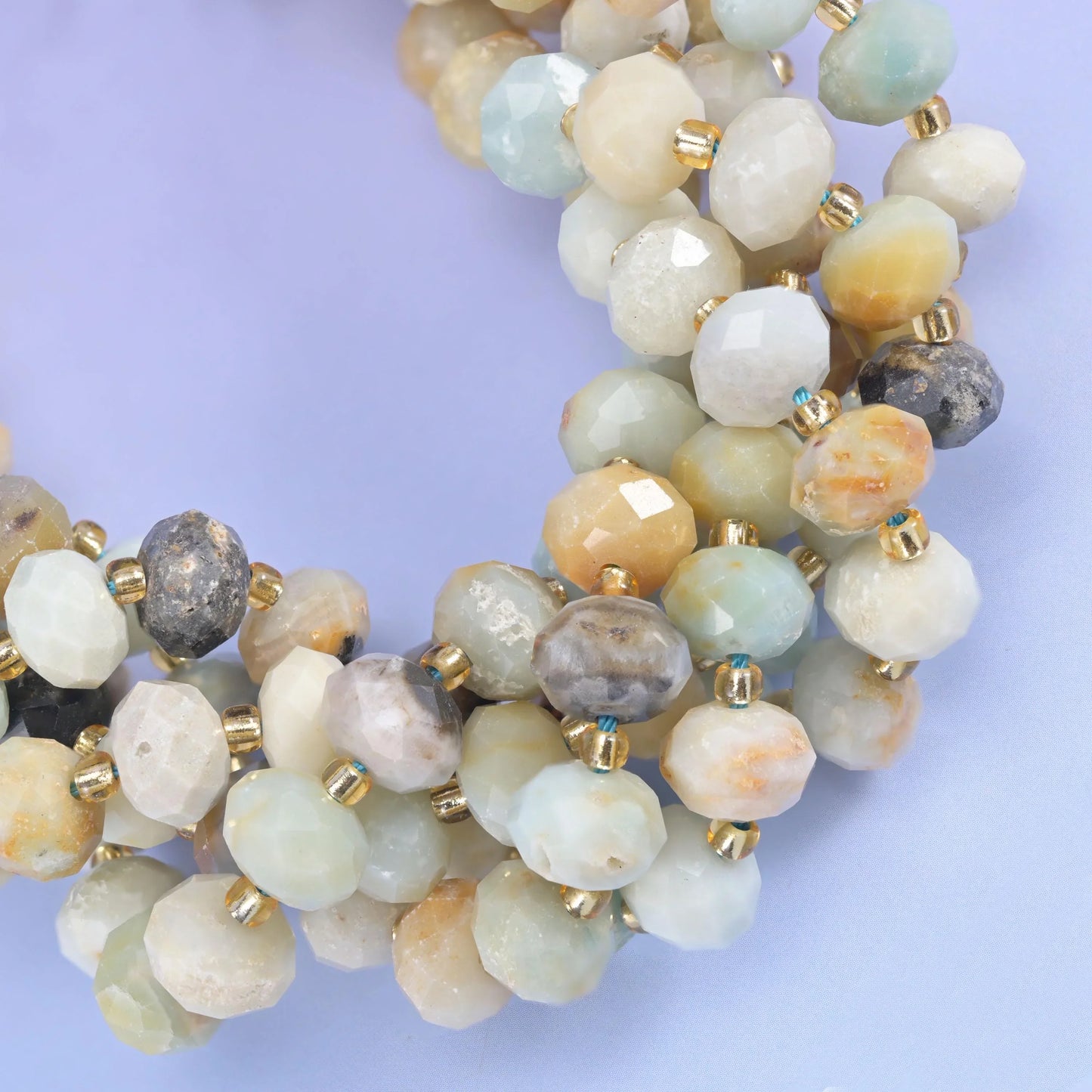 Multi-Color Amazonite Faceted Rondelle Beads Size 6x10mm Jewelry Making 15.5 Inch Strand