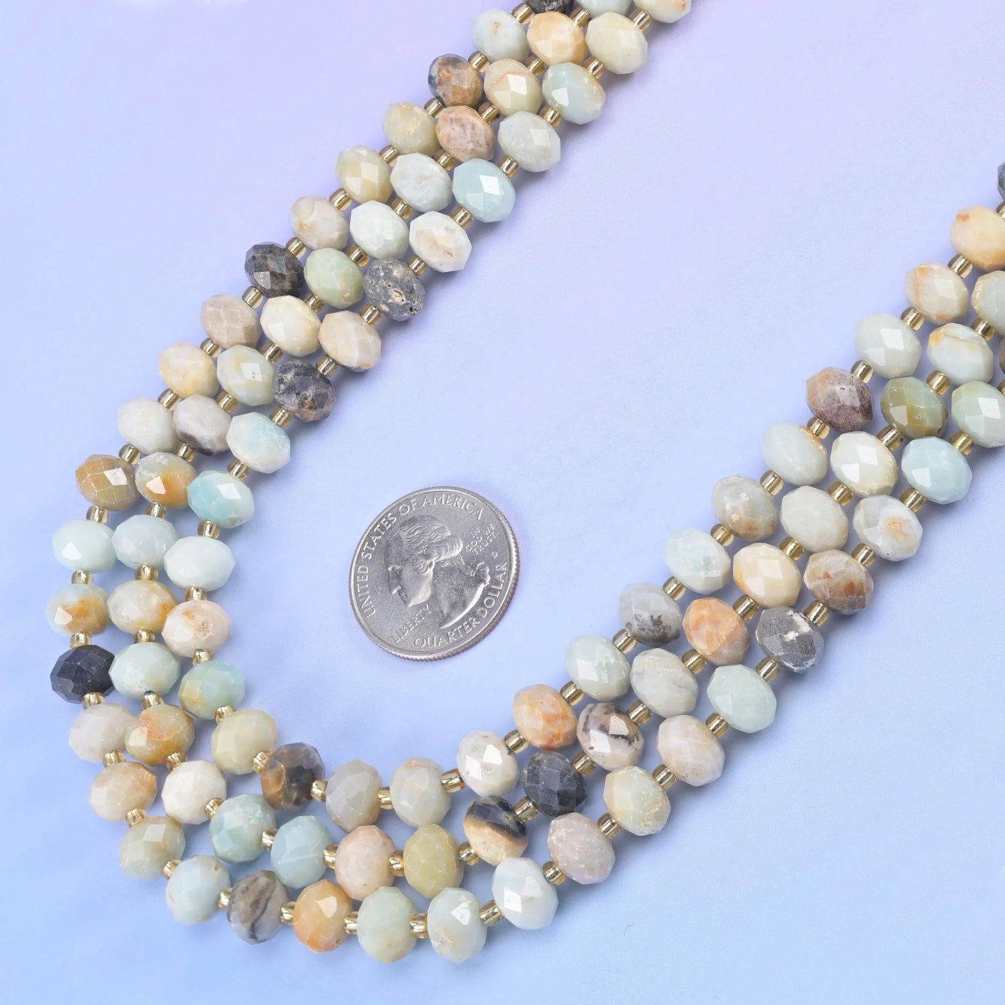 Multi-Color Amazonite Faceted Rondelle Beads Size 6x10mm Jewelry Making 15.5 Inch Strand